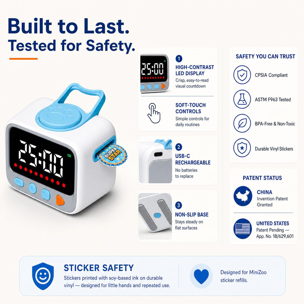 Mroace Rechargeable Visual Countdown Sticker Timer