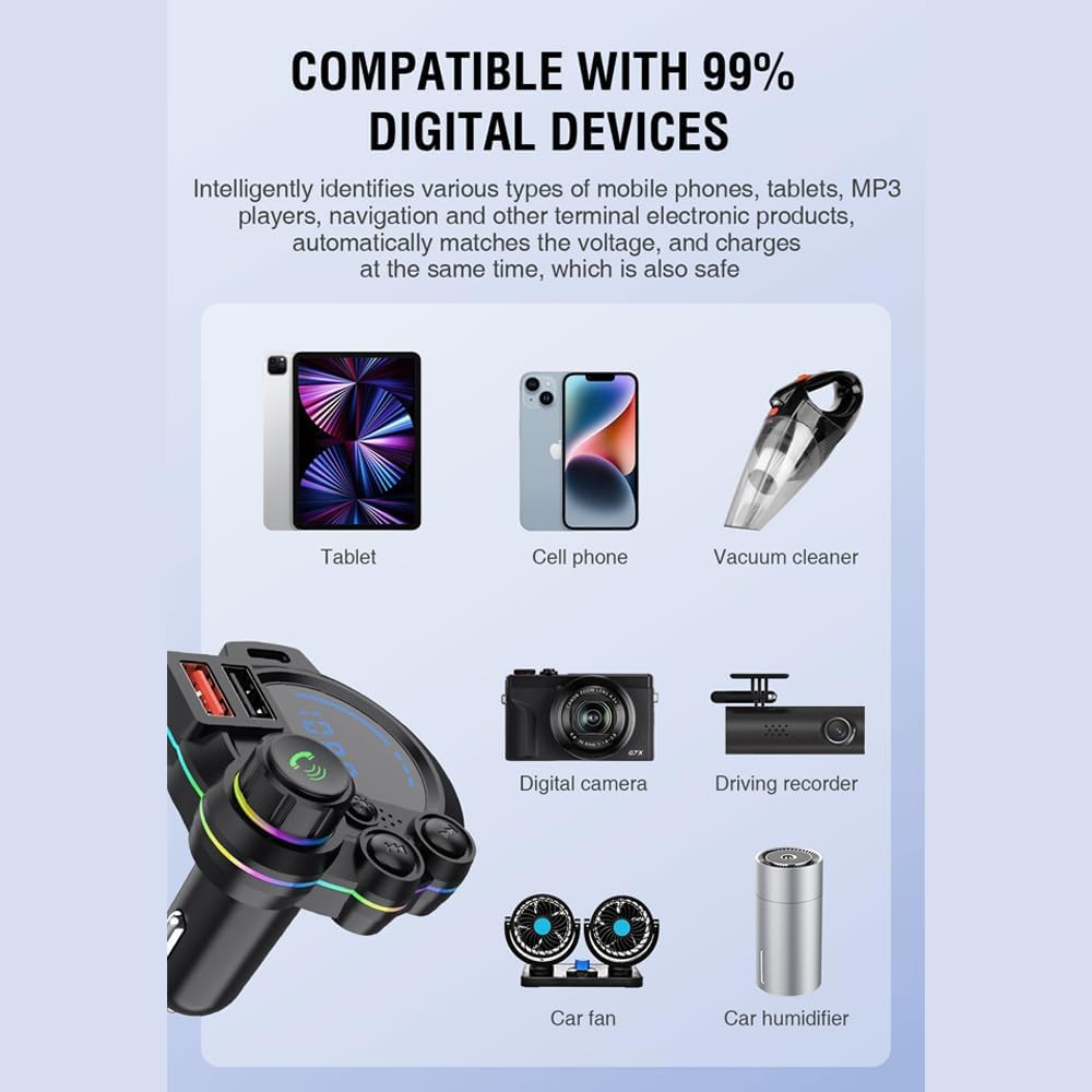 Mroace PD20W QC3.0 Hands-Free Bluetooth 5.3 FM Transmitter