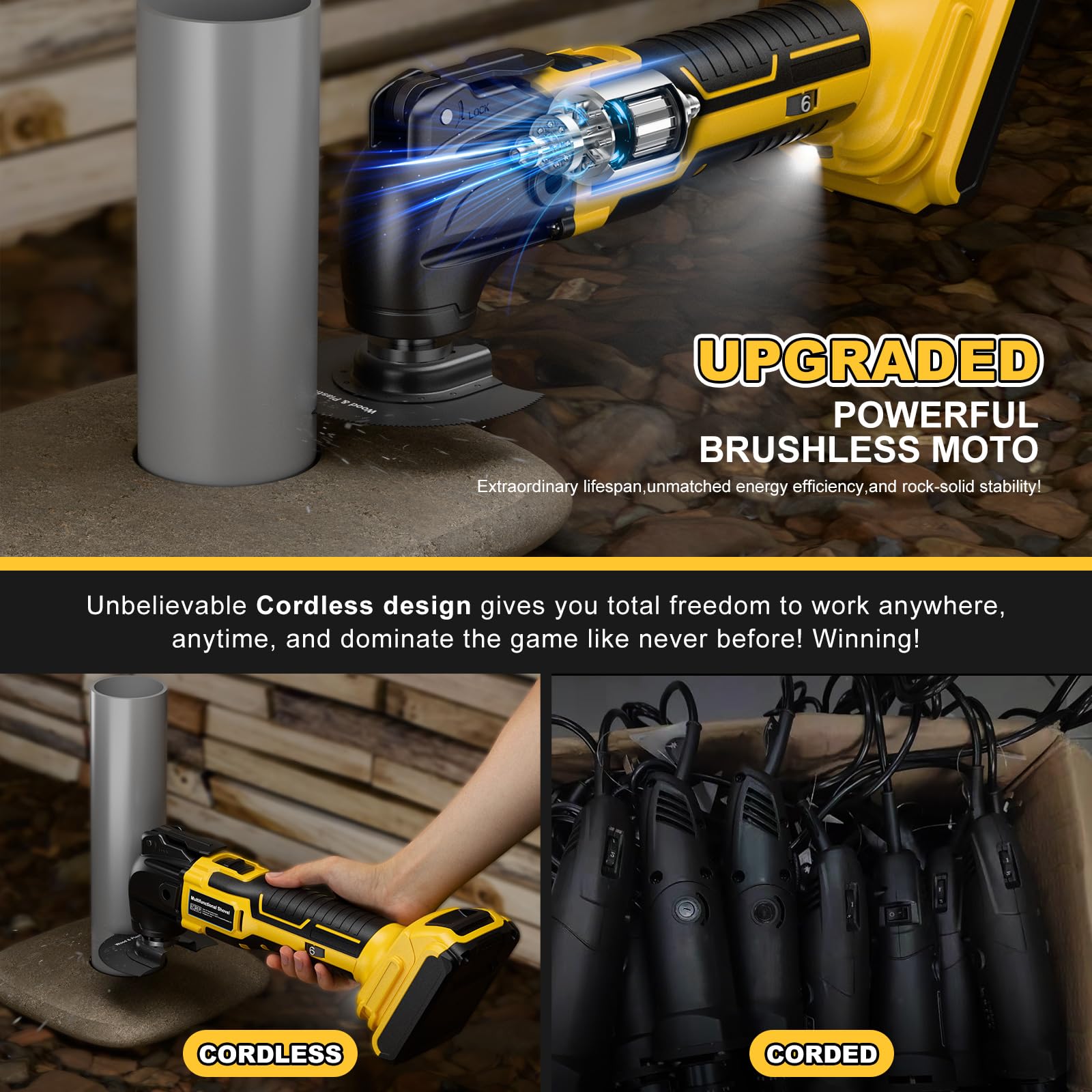Mroace Cordless Brushless Oscillating Multi Tool