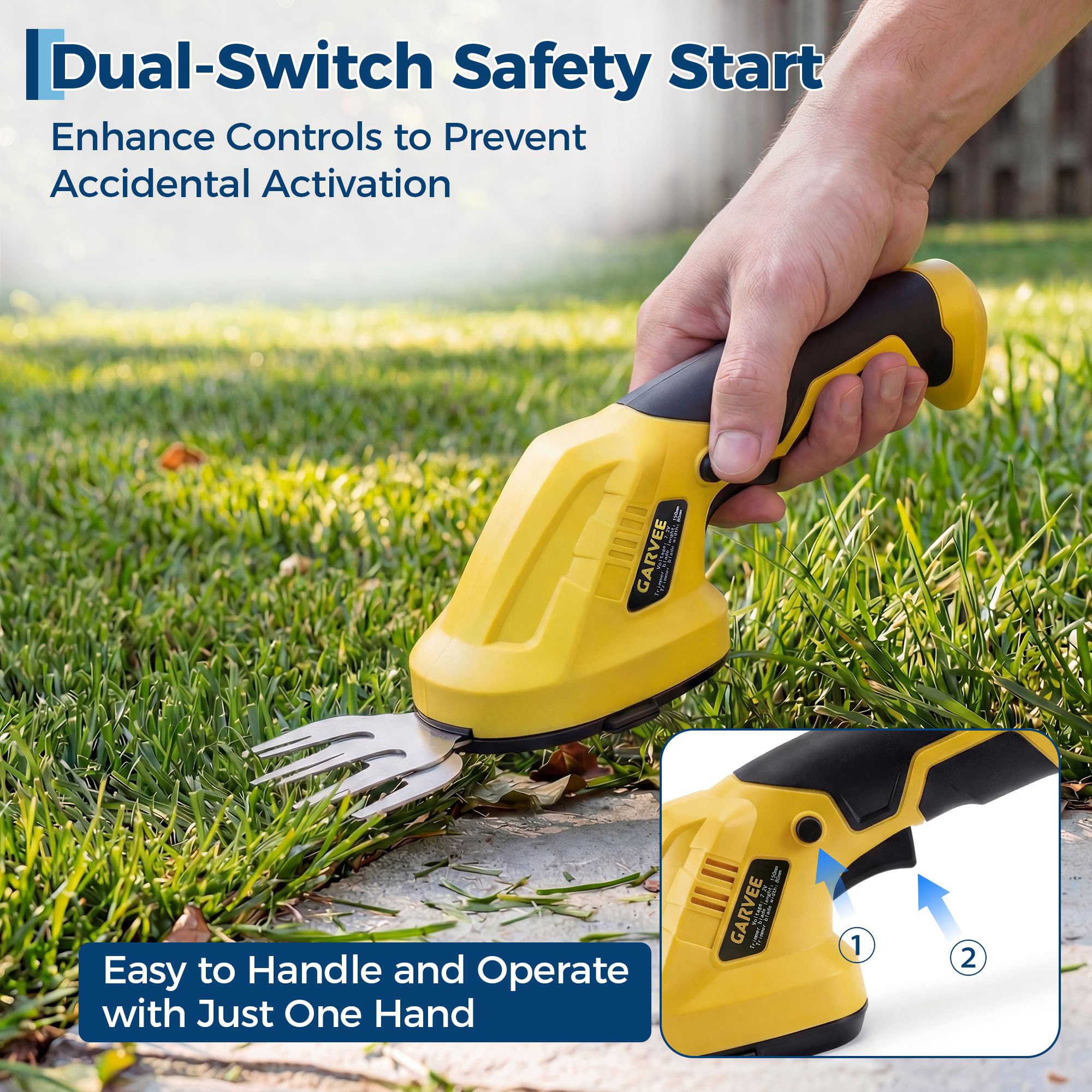 Mroace 7.2V Brushless 2-in-1 Cordless Hedge Trimmer & Grass Shear