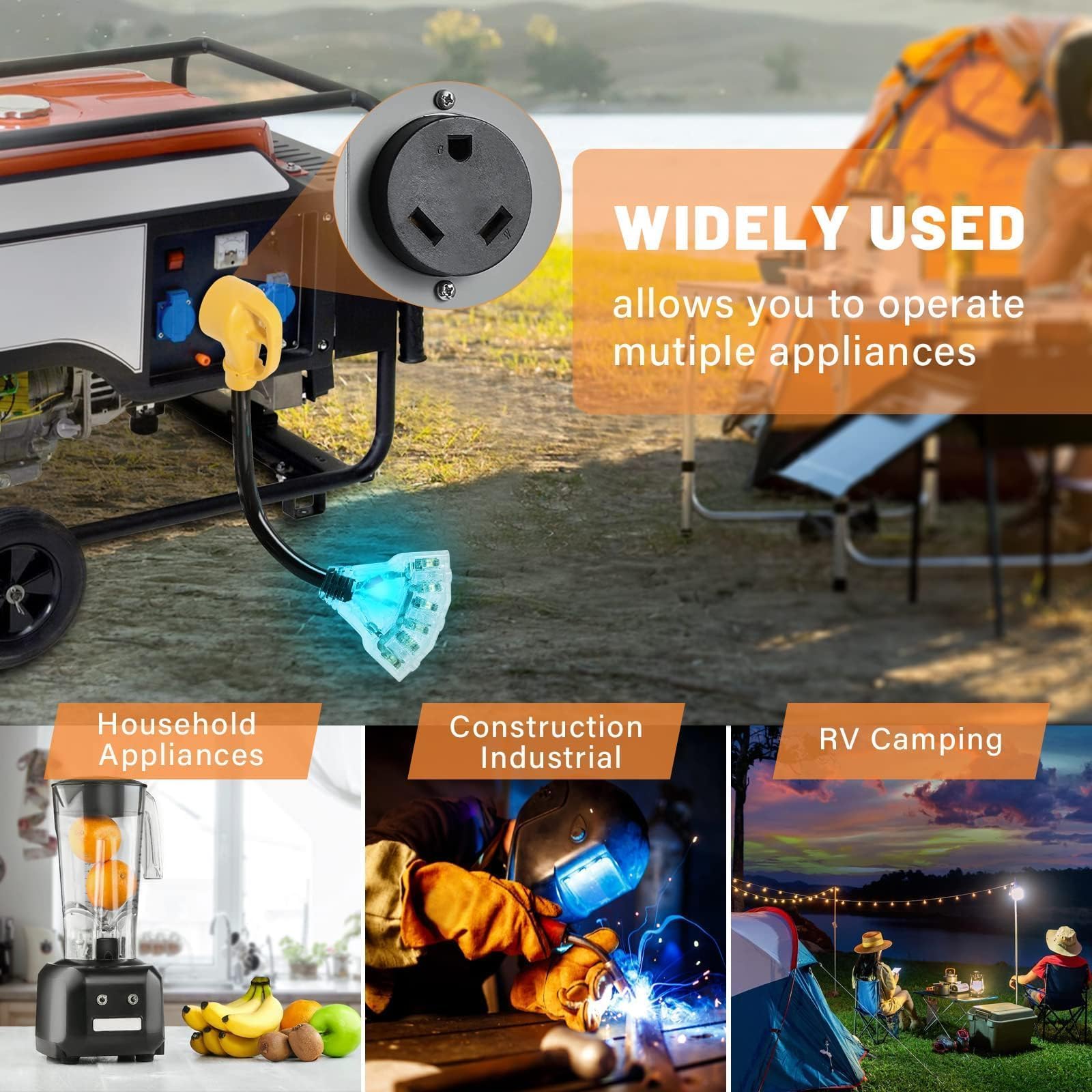 Mroace Heavy Duty RV Power Distribution Adapter Cord