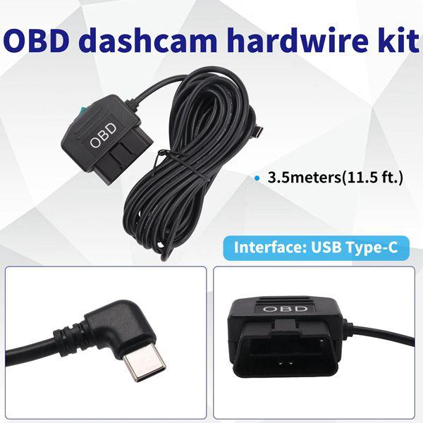 Mroace 24V-to-5V Low-Voltage Protection Dashcam OBD Hardwire Kit