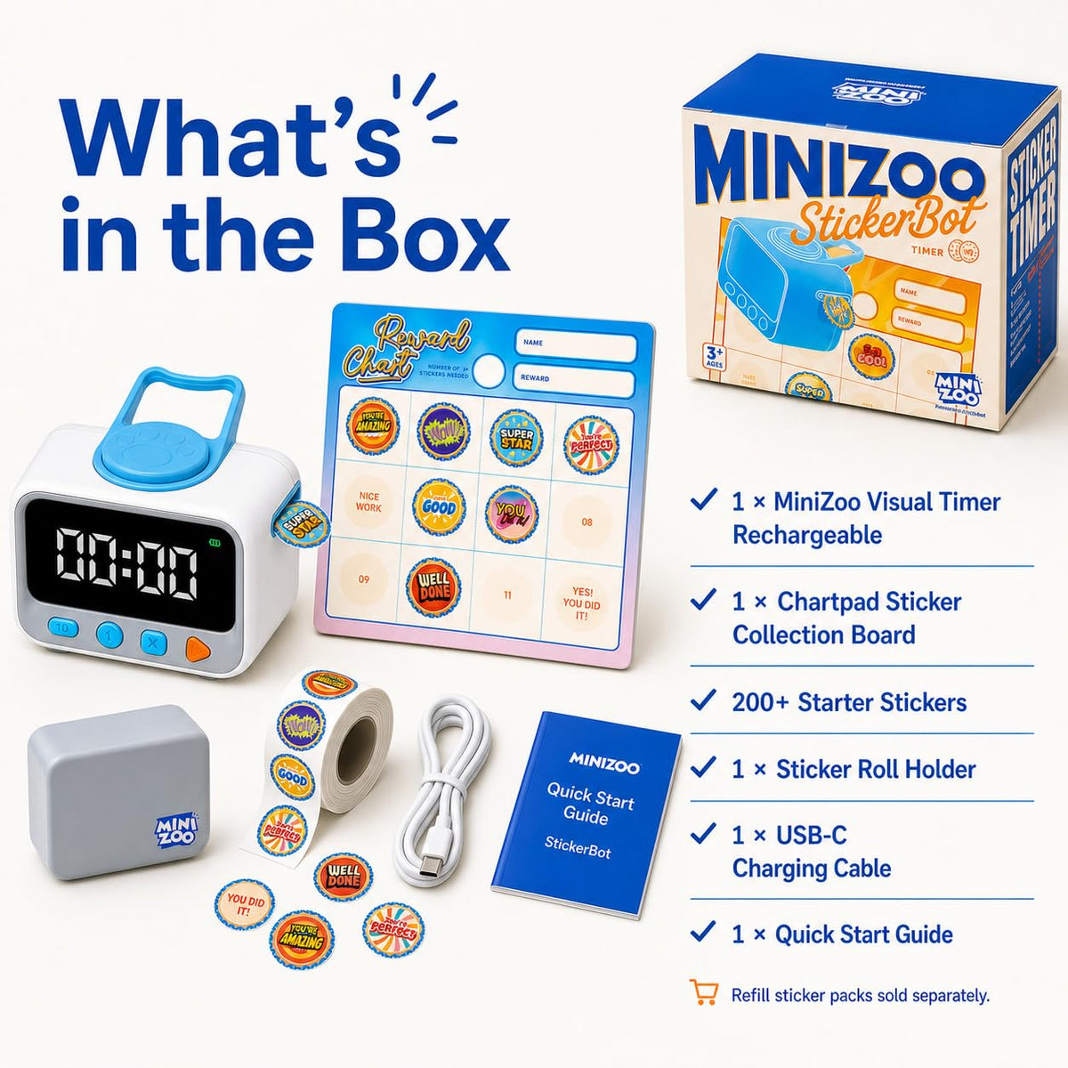 Mroace Rechargeable Visual Countdown Sticker Timer