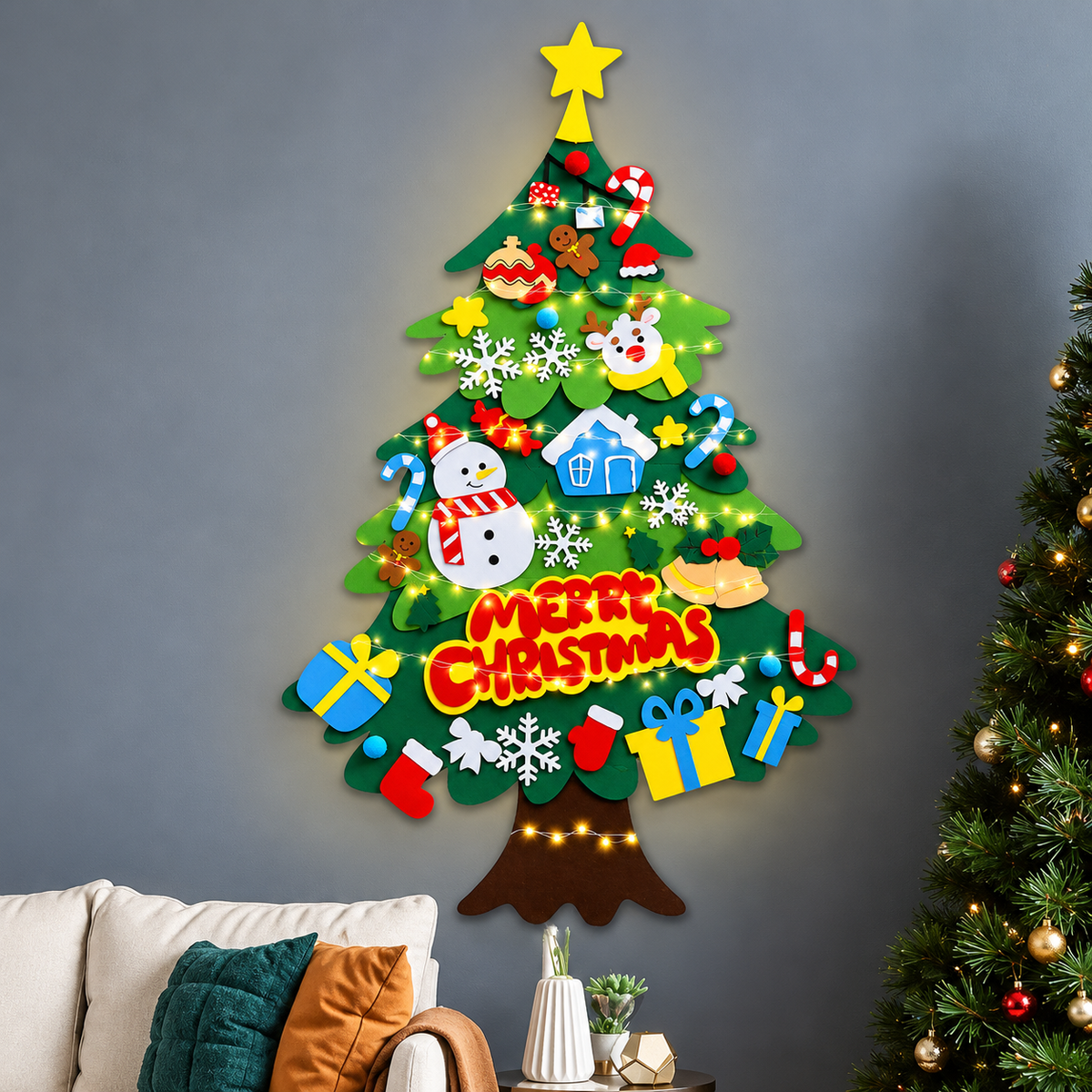 Mroace DIY Felt Christmas Tree With LED Lights