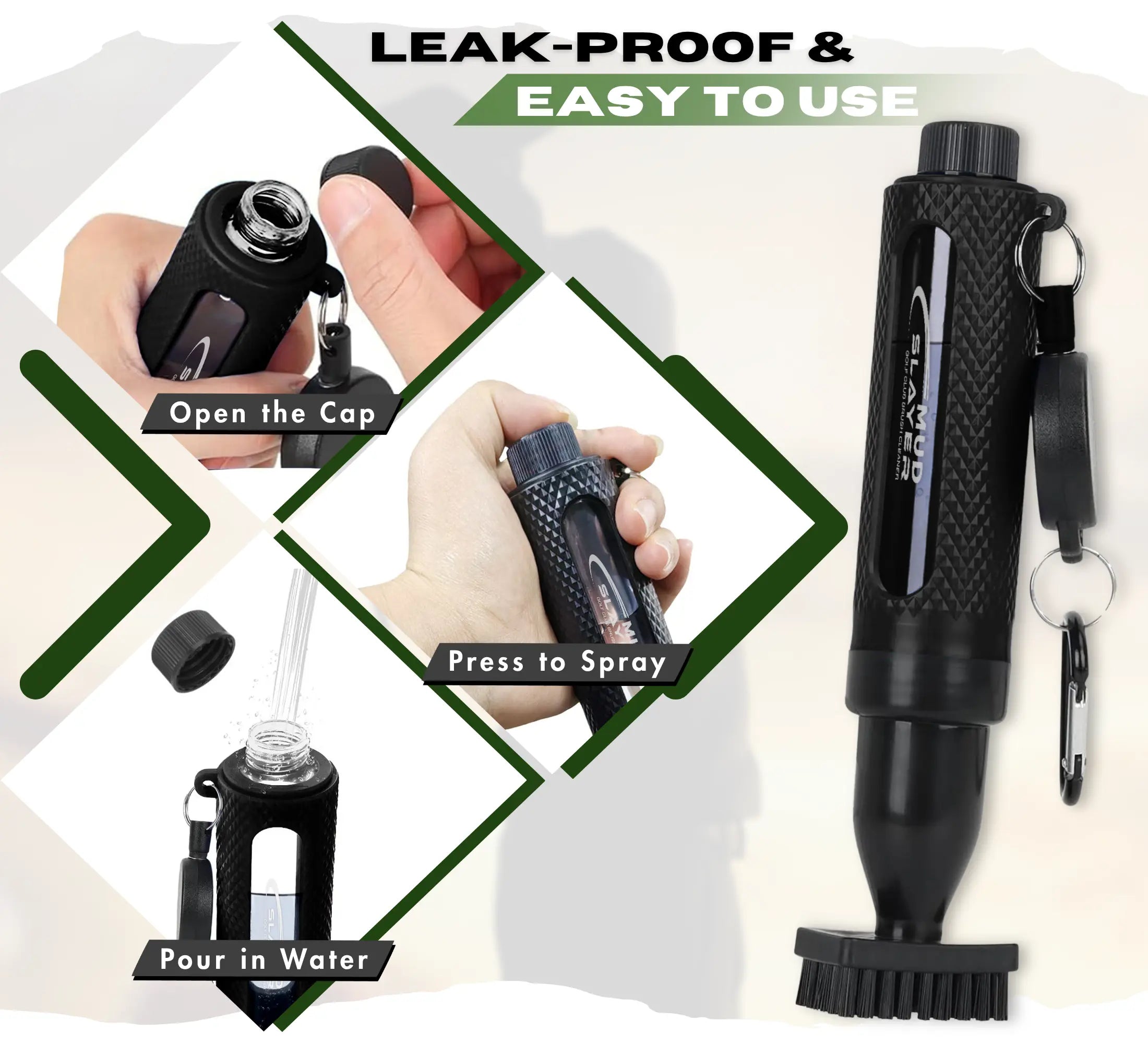 Mroace Golf Club Cleaning Brush with Water Spray Bottle