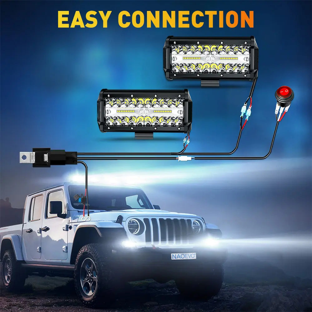 Mroace 7-Inch 240W Spot-Flood Combo LED Light Bar