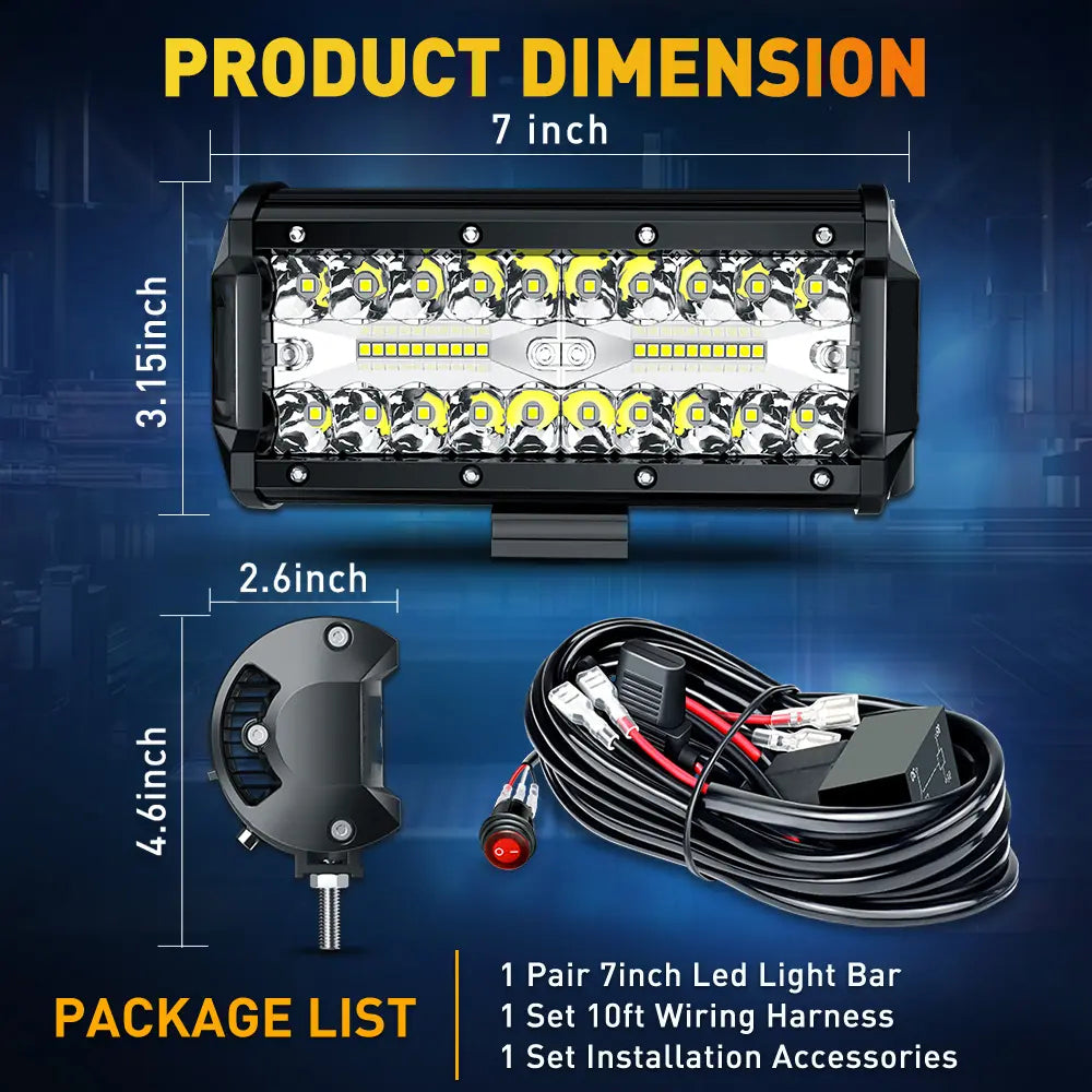 Mroace 7-Inch 240W Spot-Flood Combo LED Light Bar