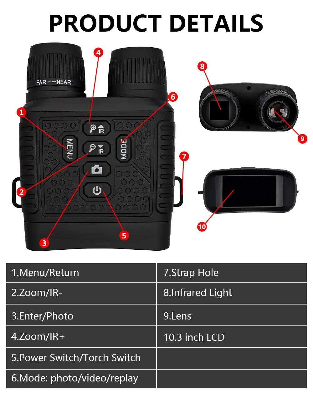 Mroace Infrared Digital Night Vision Binoculars