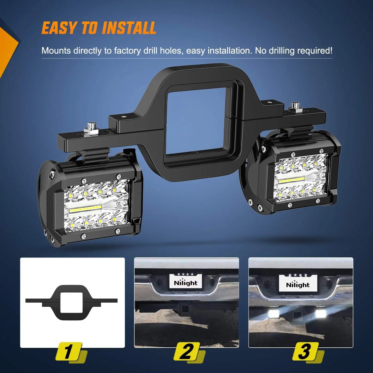 Mroace Waterproof Tow-Hitch LED Backup Reverse Lights