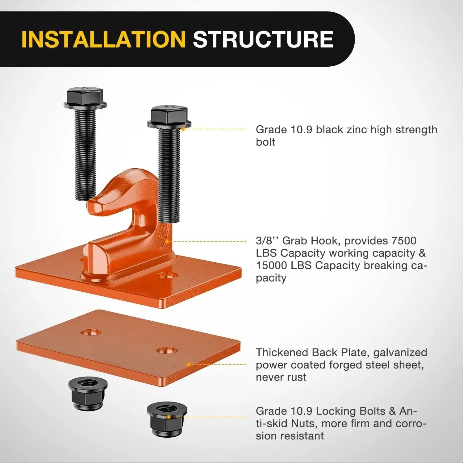 Mroace Heavy Duty Steel Bolt On Grab Hooks (Pair)