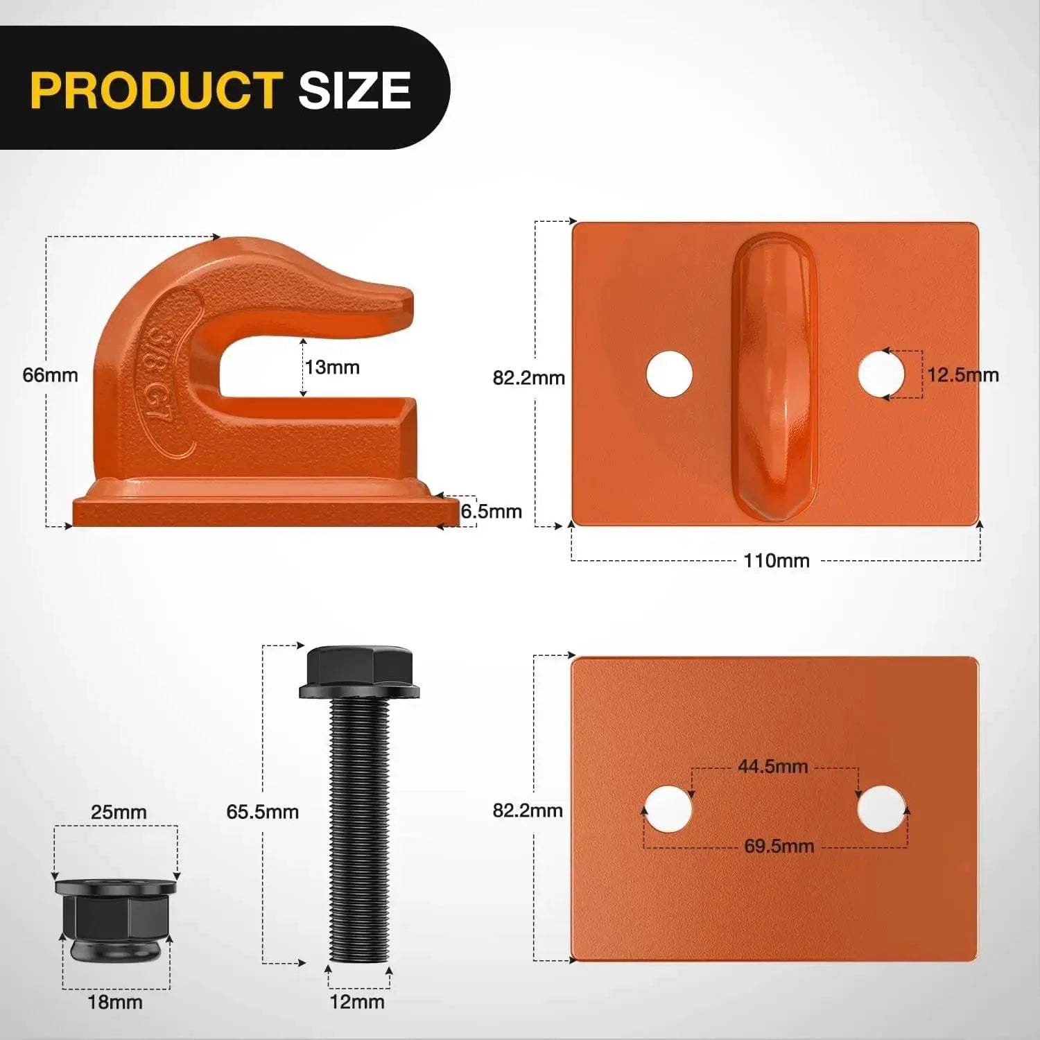 Mroace Heavy Duty Steel Bolt On Grab Hooks (Pair)