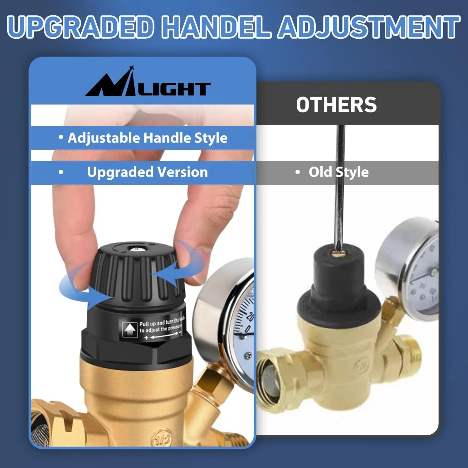 Mroace Lead-Free Brass Adjustable RV Water Pressure Regulator