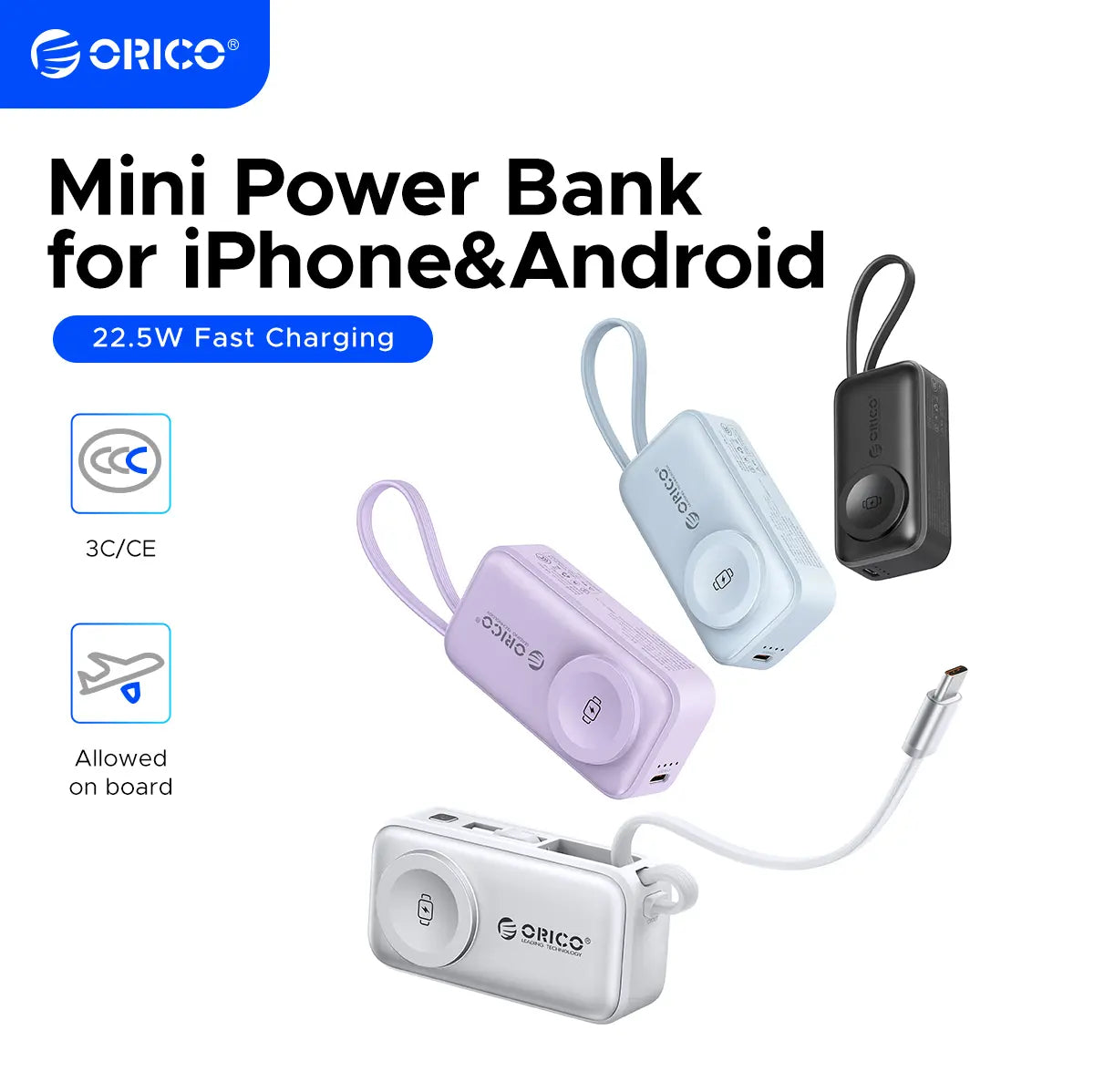 Mroace 3-in-1 Folding Chargeable Portable Power Bank