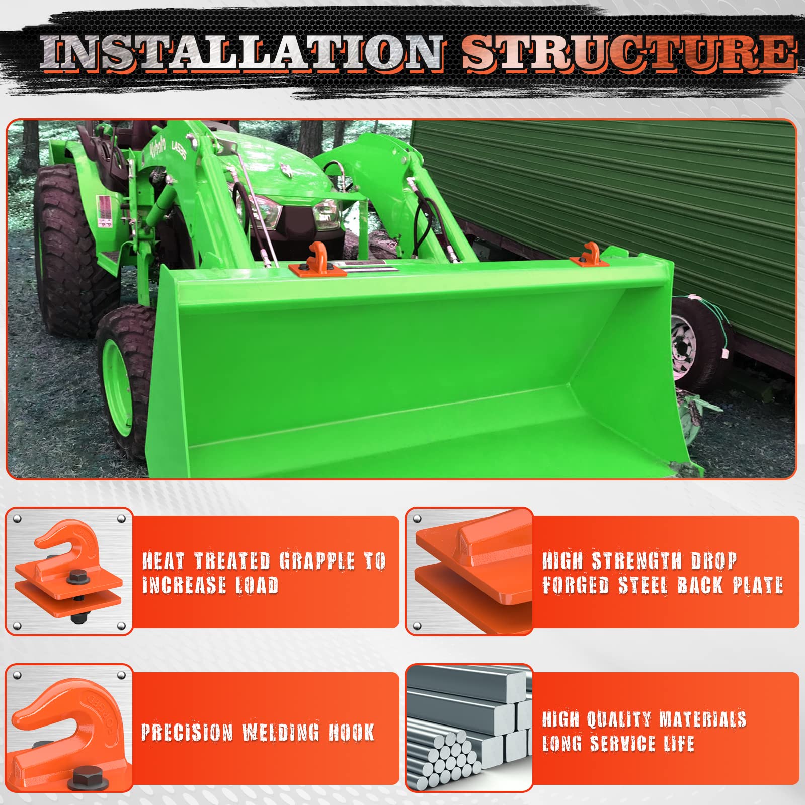 Mroace Heavy Duty Forged Steel Tractor Bucket Grab Hook