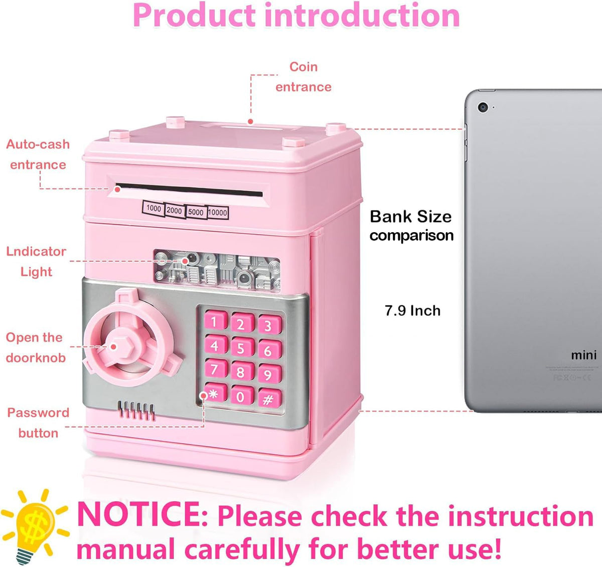 Mroace Electronic ATM Piggy Bank Money Safe