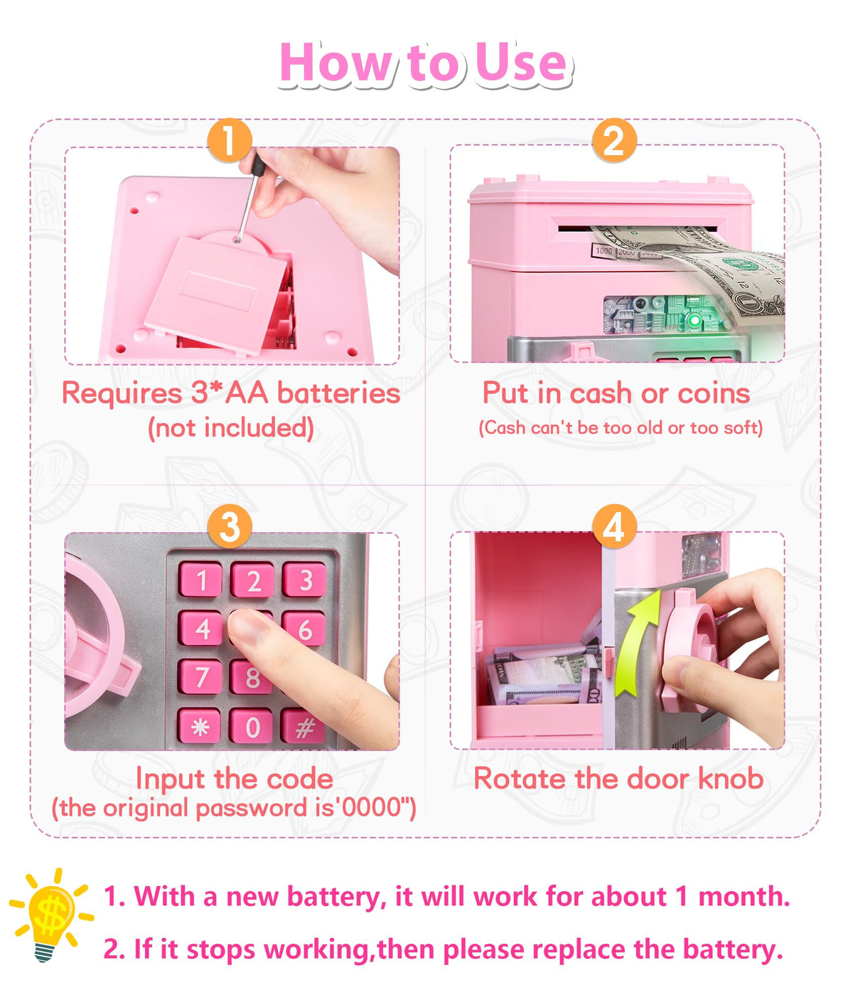 Mroace Electronic ATM Piggy Bank Money Safe