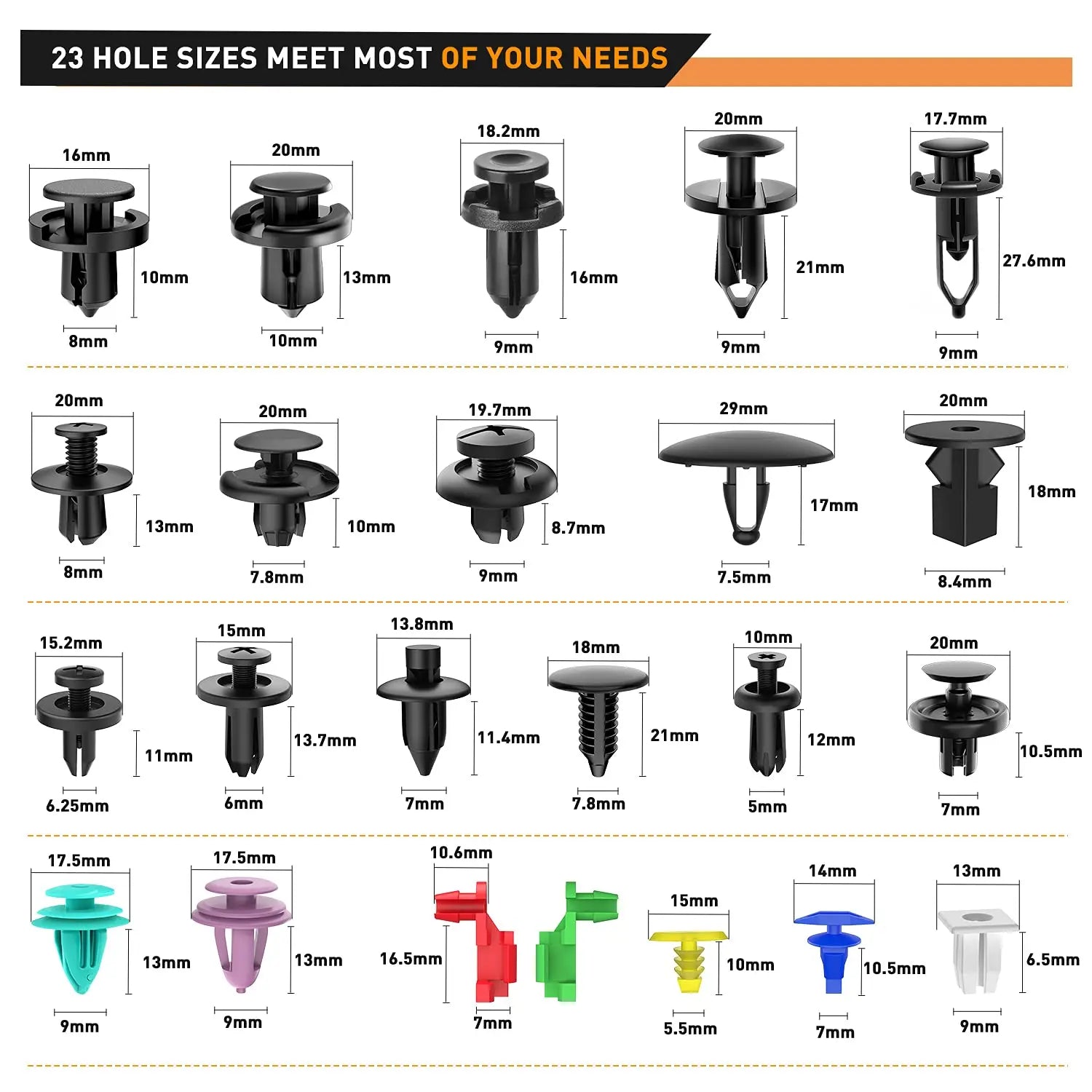 Mroace Abrasion Resistant Nylon Car Clips Kit