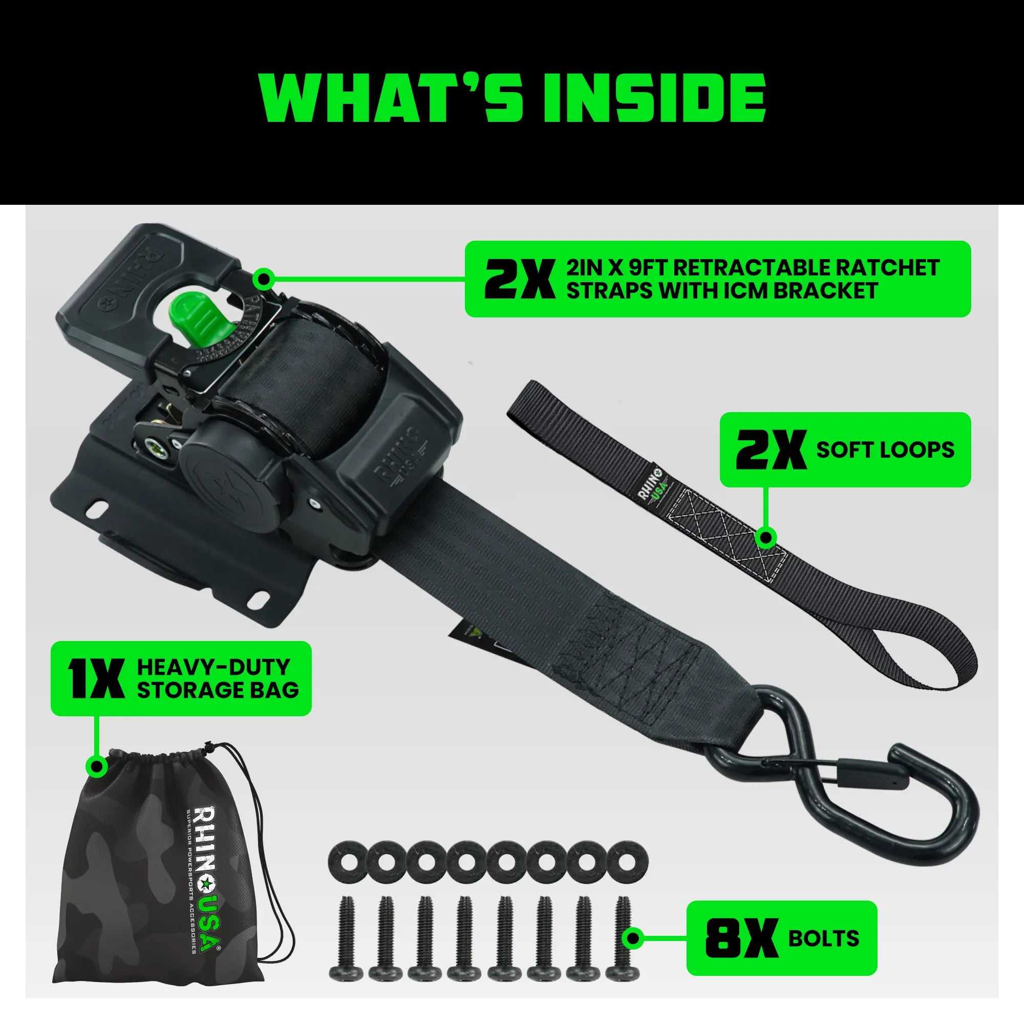 Mroace Mounted Retractable Ratchet Straps