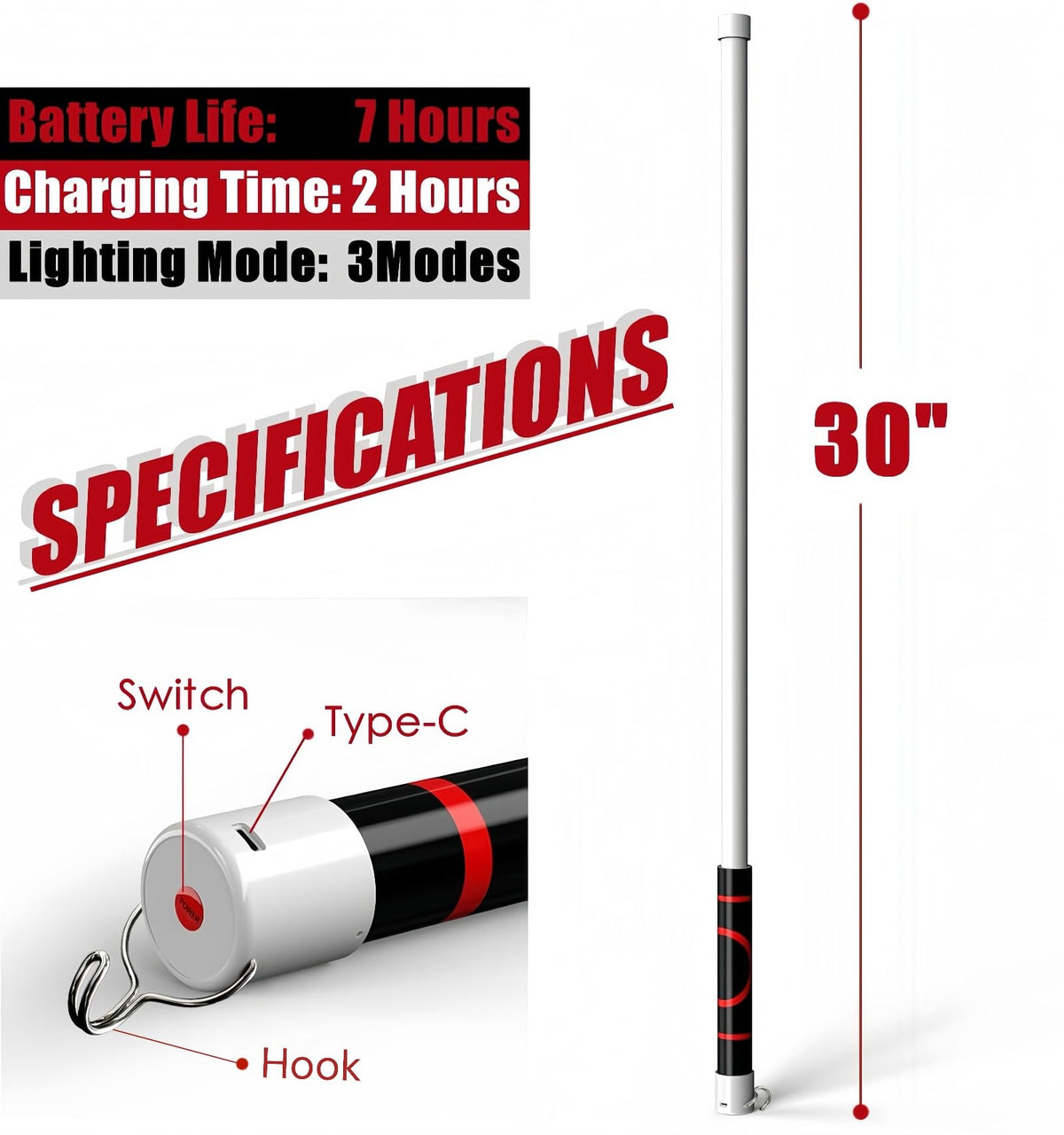 Mroace Rechargeable Flexible LED Work Light Stick