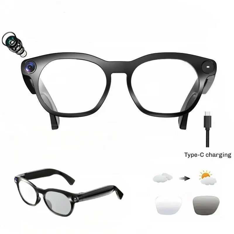Mroace AI Camera Glasses with 8MP Photochromic Lenses and Real-Time Translation