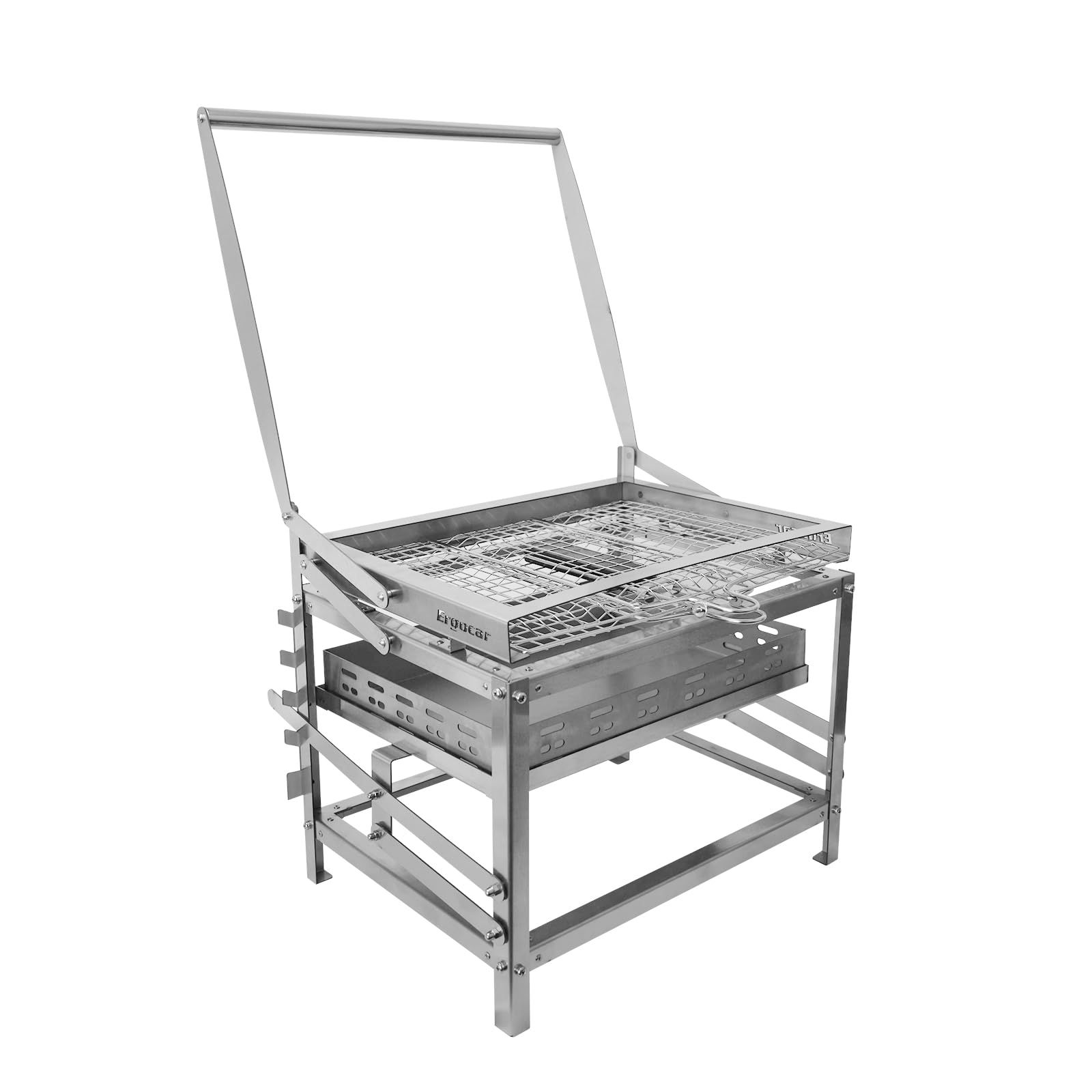 Mroace Portable Multi-Function Adjustable Charcoal Grill for Outdoor BBQ