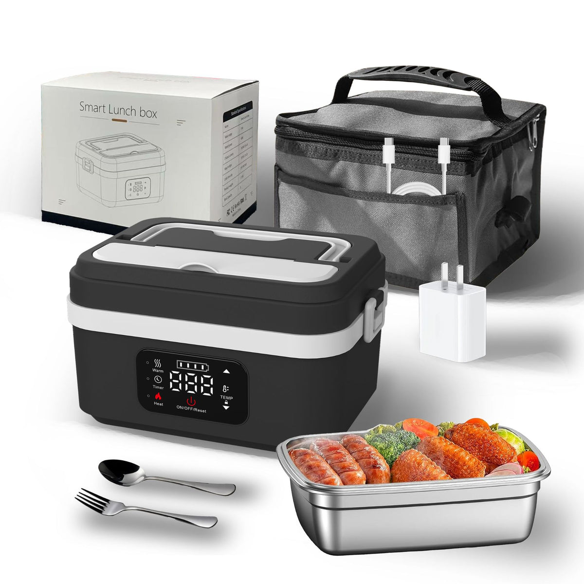 Mroace Cordless Rechargeable Heated Lunch Box With Smart Timer