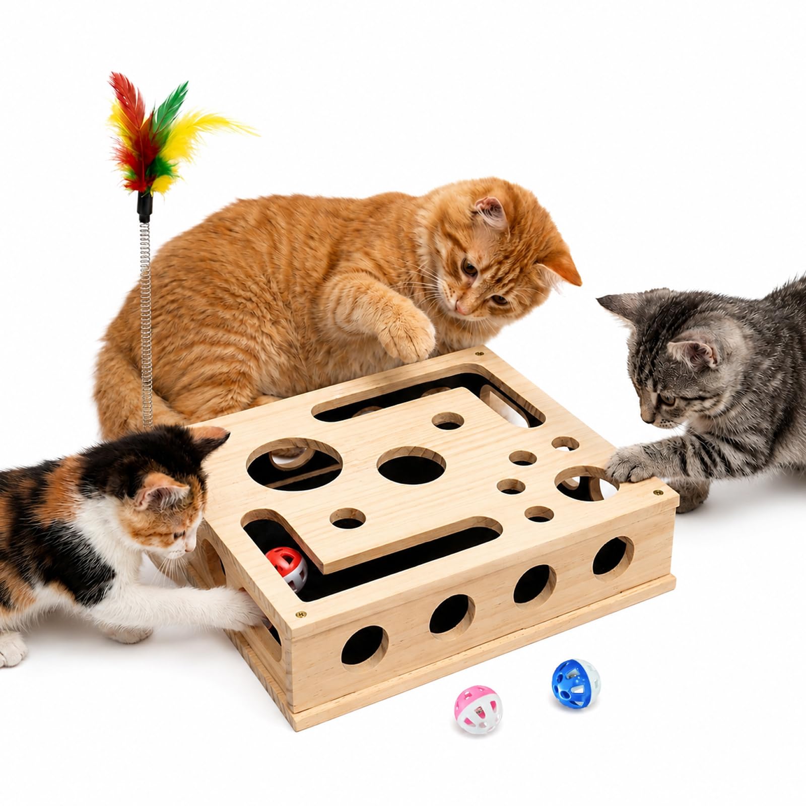 Mroace Wooden Cat Nail File Enrichment Box