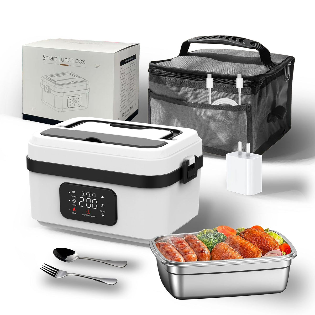 Mroace Cordless Rechargeable Heated Lunch Box With Smart Timer