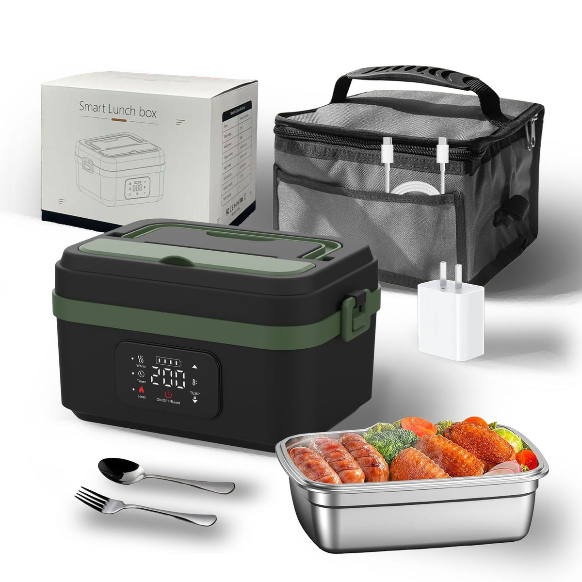 Mroace Cordless Rechargeable Heated Lunch Box With Smart Timer