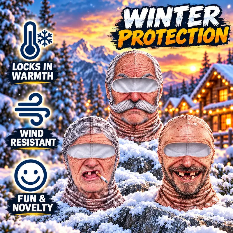 Mroace Funny Old Man Face Thermal Balaclava Mask