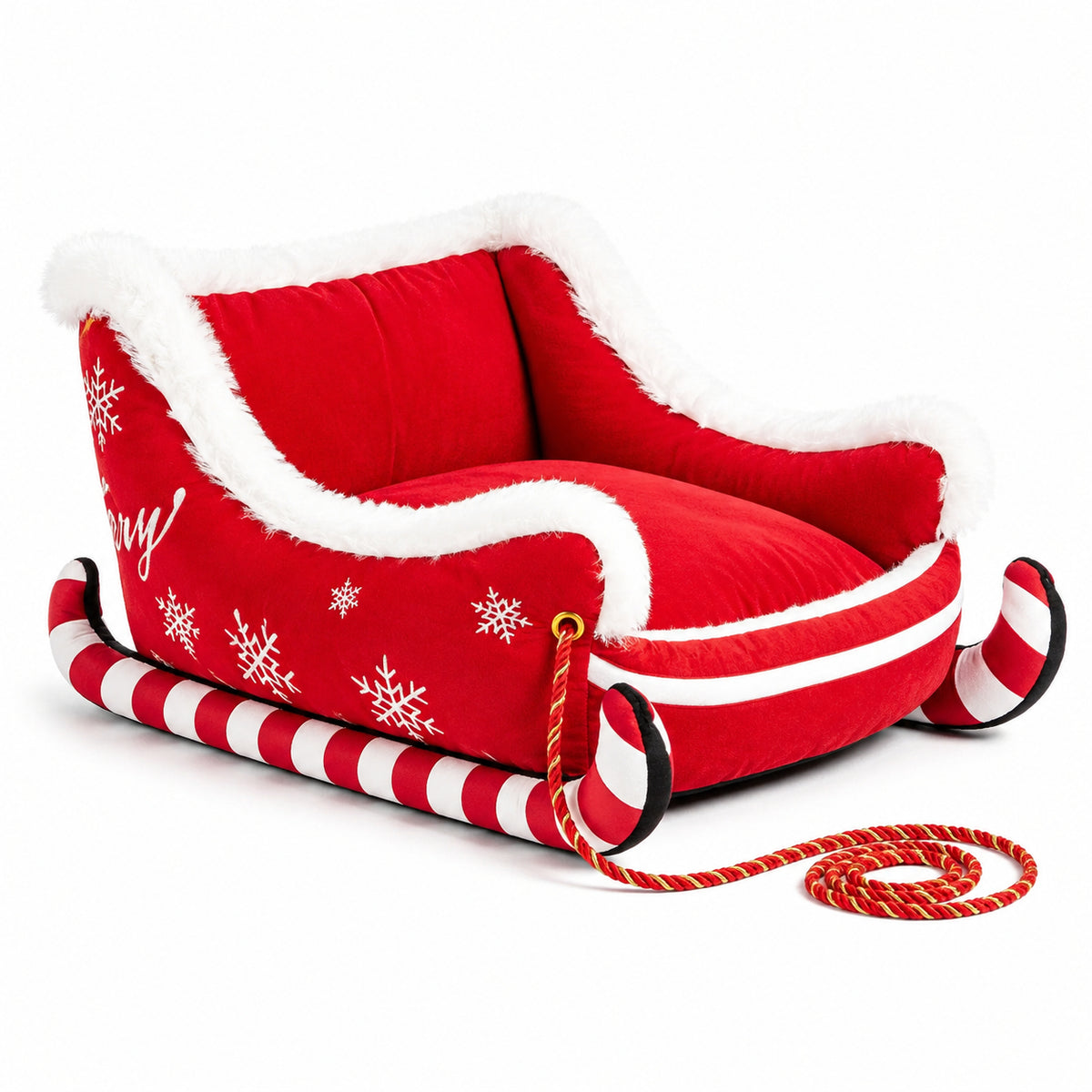 Mroace Plush Santa Sleigh Christmas Pet Bed