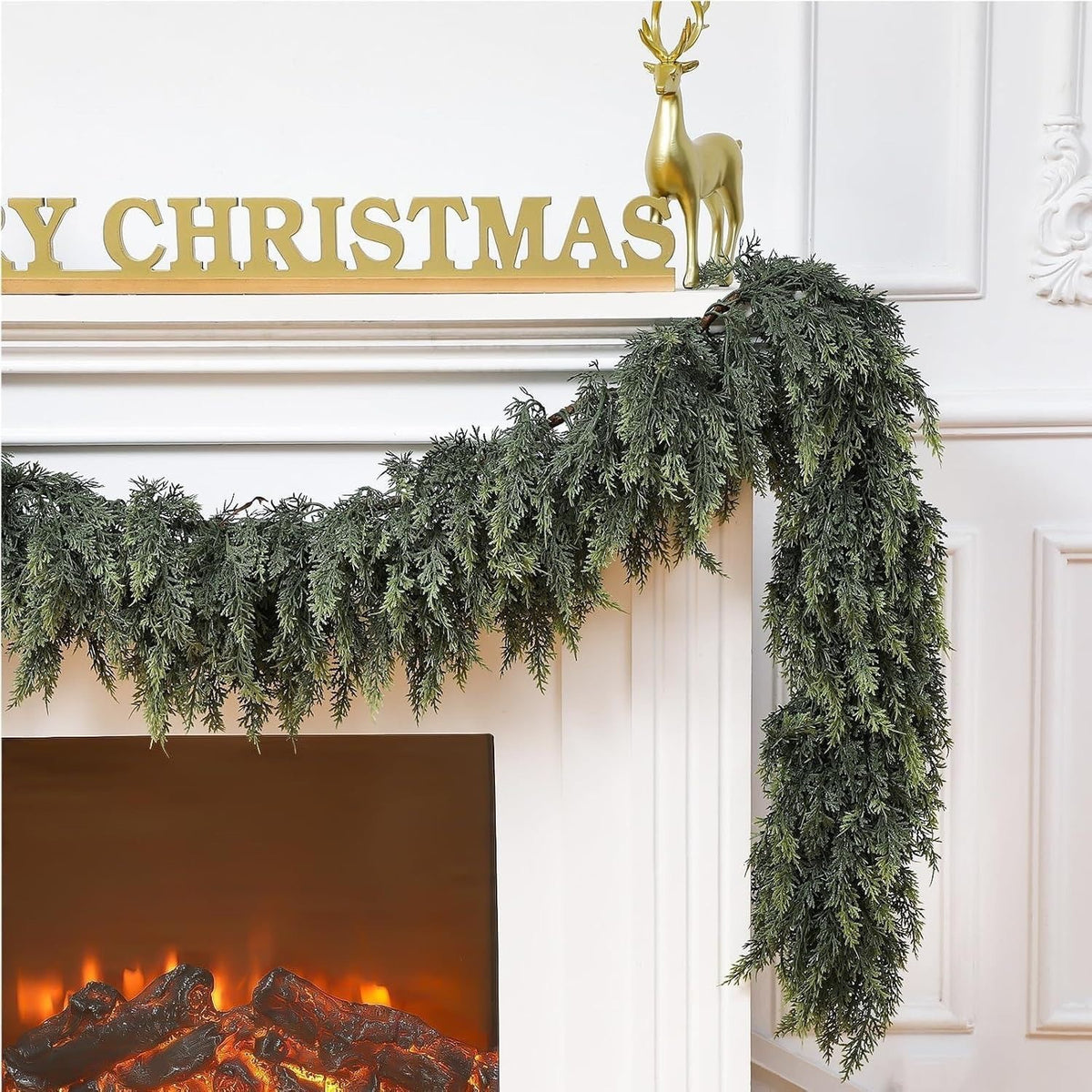 Mroace Realistic Artificial Cedar Christmas Garland