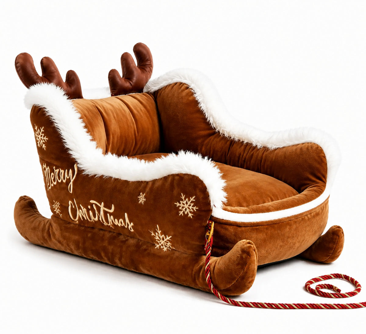 Mroace Plush Santa Sleigh Christmas Pet Bed