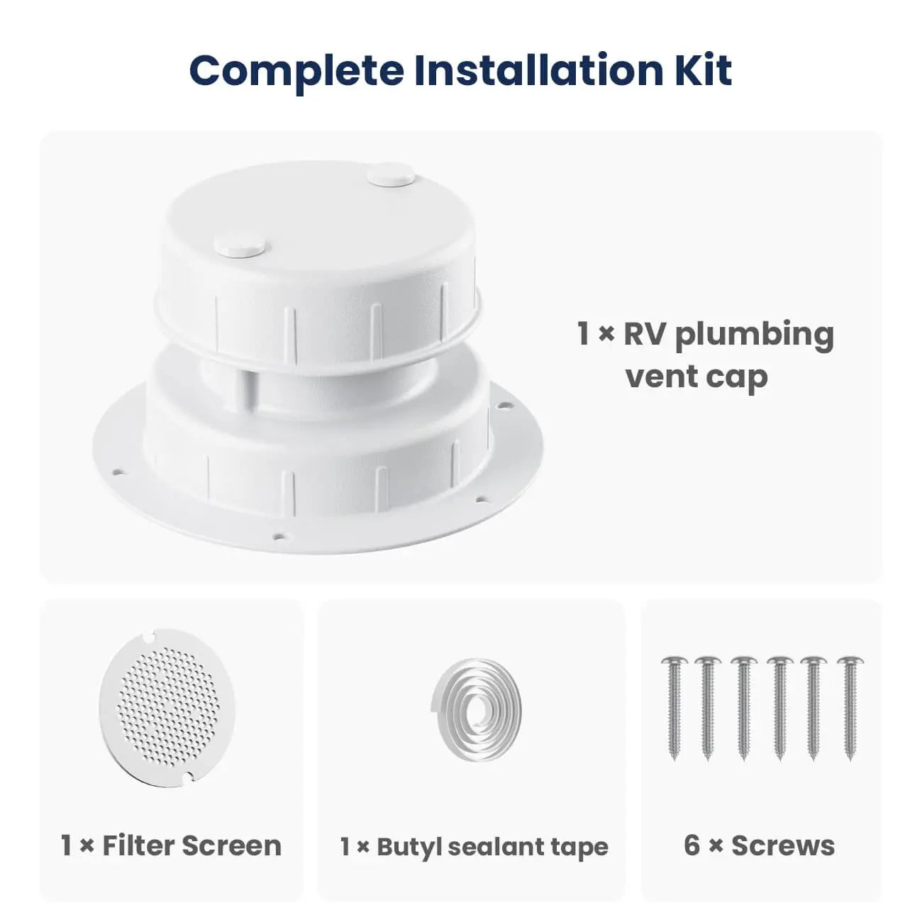 Mroace Aluminum RV Plumbing Roof Vent Cap Kit