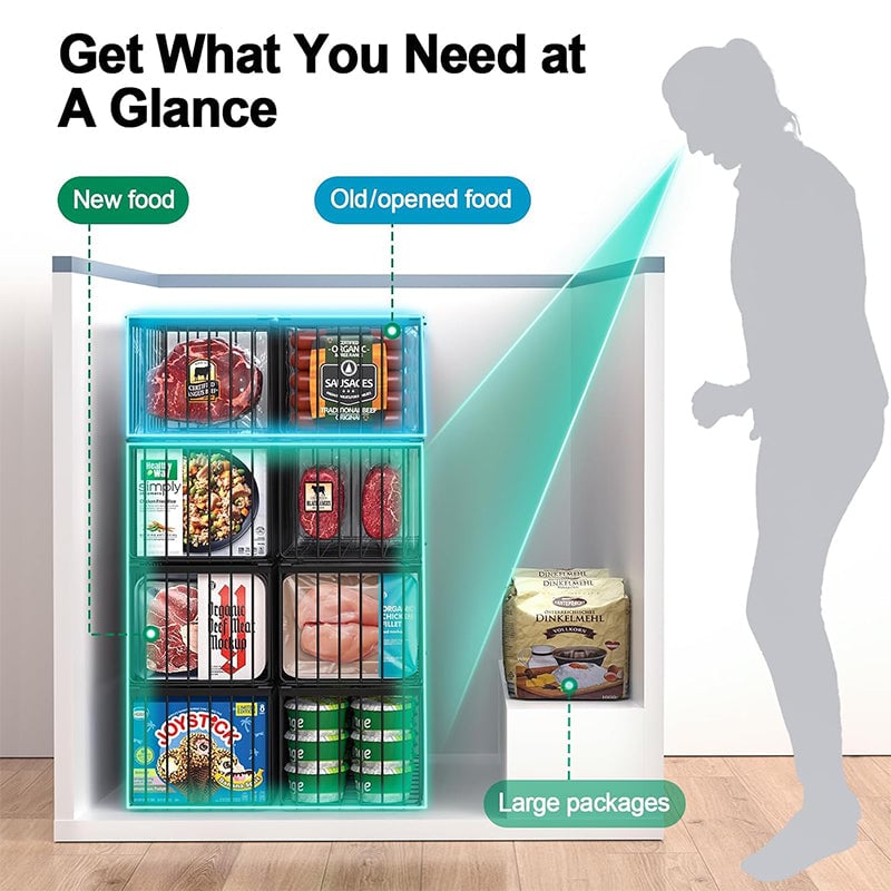 Mroace Stackable Foldable Freezer Organizer Bins