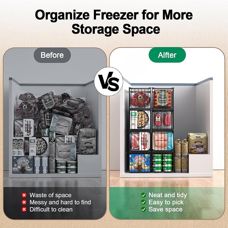 Mroace Stackable Foldable Freezer Organizer Bins