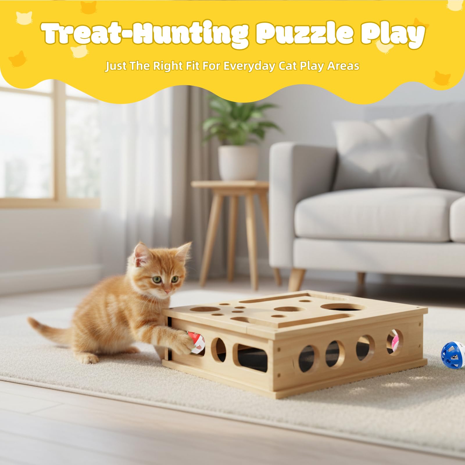 Mroace Wooden Cat Nail File Enrichment Box