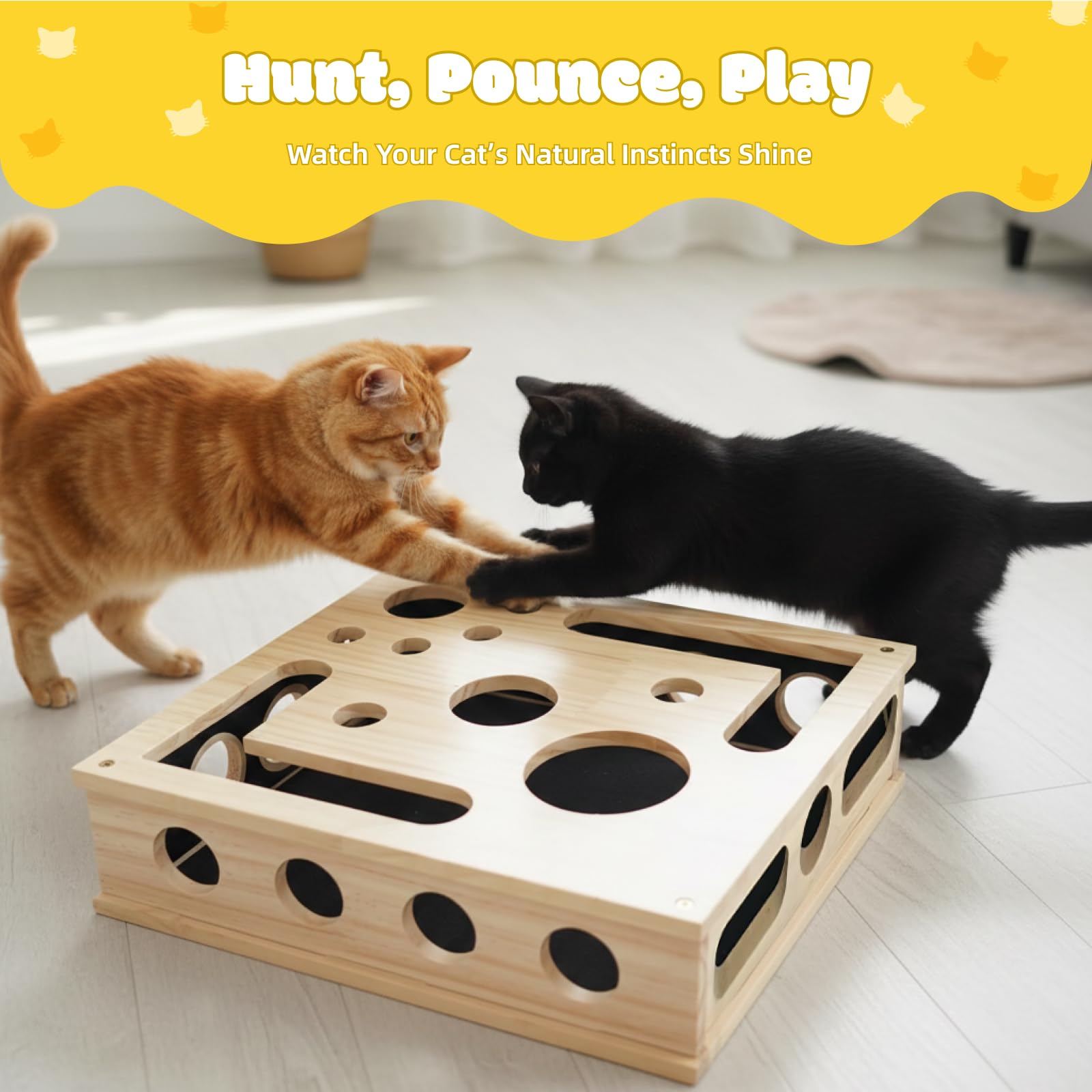 Mroace Wooden Cat Nail File Enrichment Box