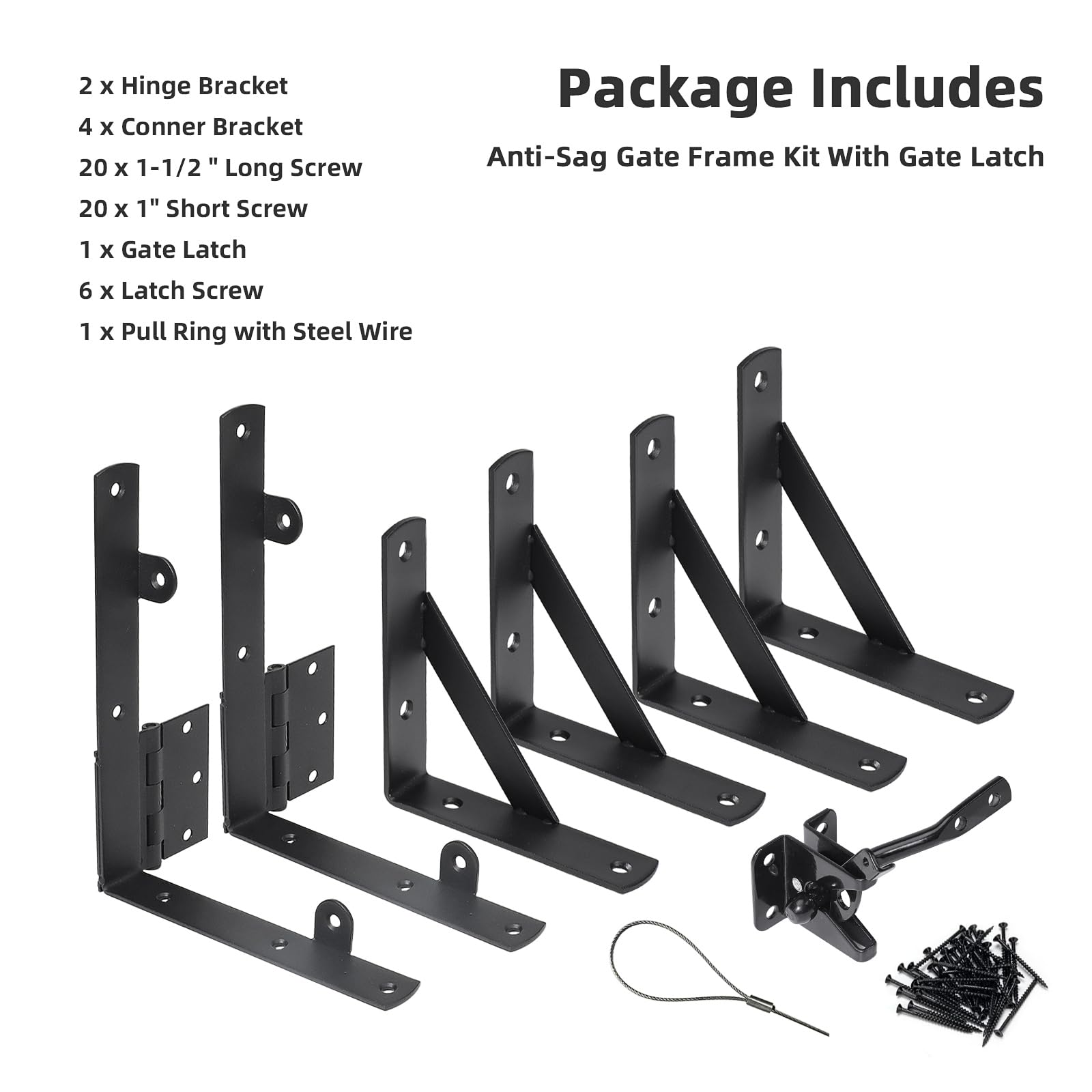 Mroace Heavy Duty Anti Sag Gate Brace Kit