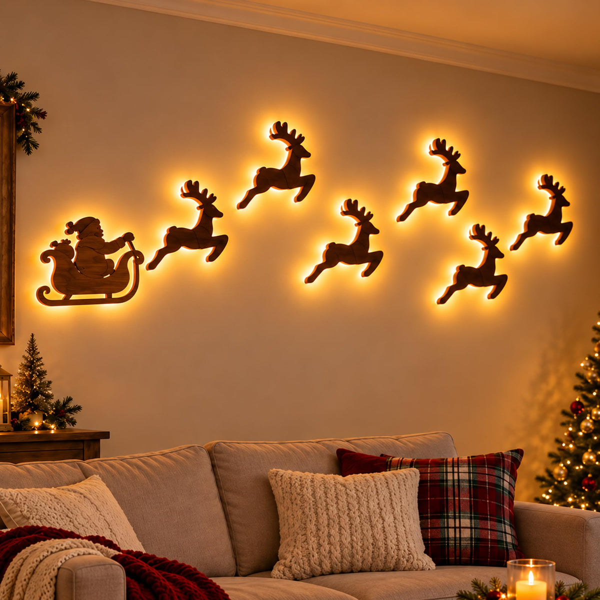 Mroace LED Wooden Reindeer Christmas Decoration