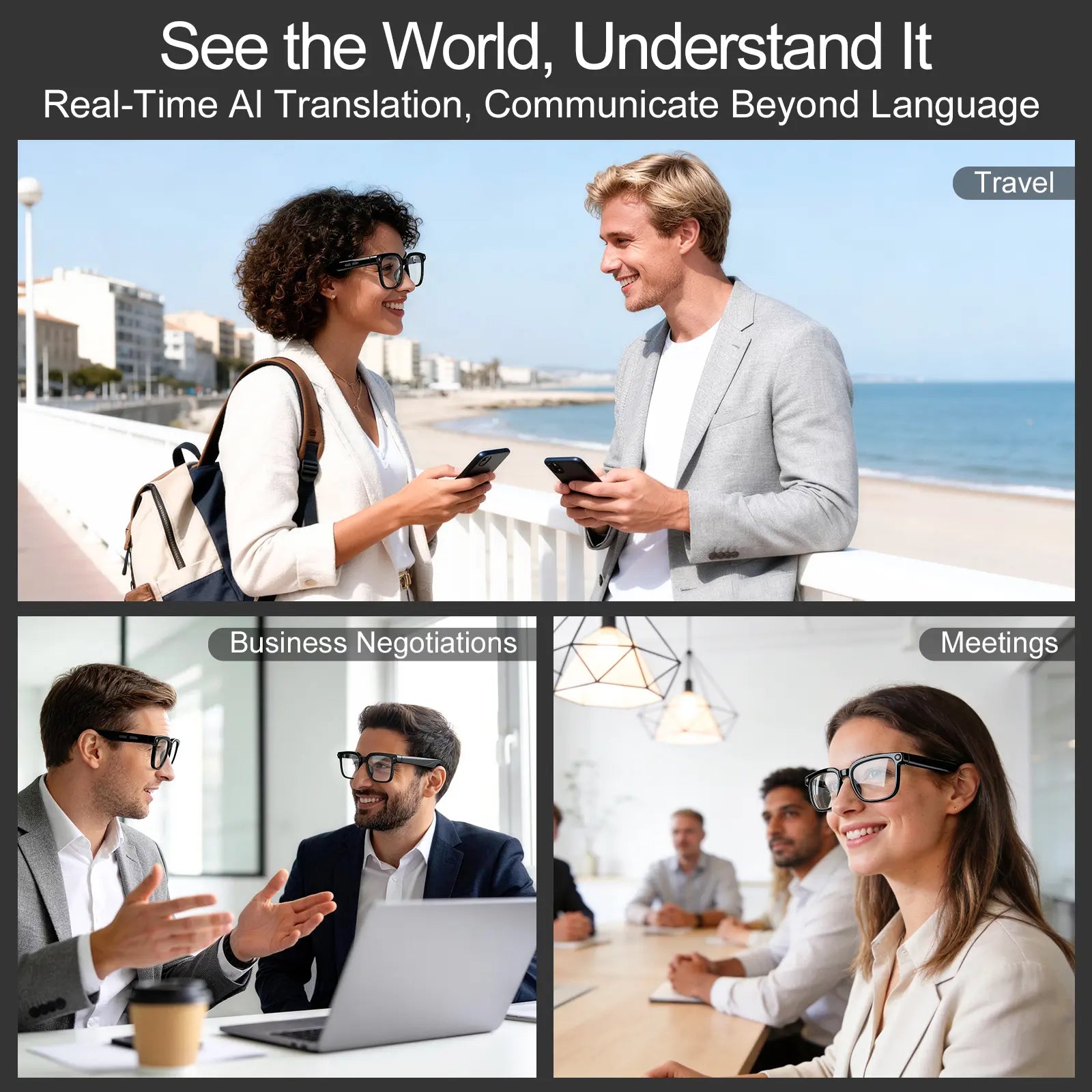 Mroace AI Camera Glasses with 8MP Photochromic Lenses and Real-Time Translation