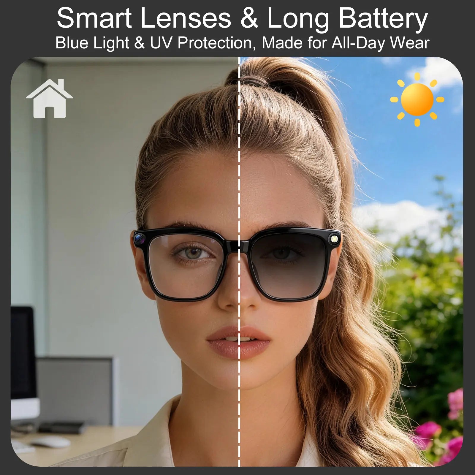 Mroace AI Camera Glasses with 8MP Photochromic Lenses and Real-Time Translation