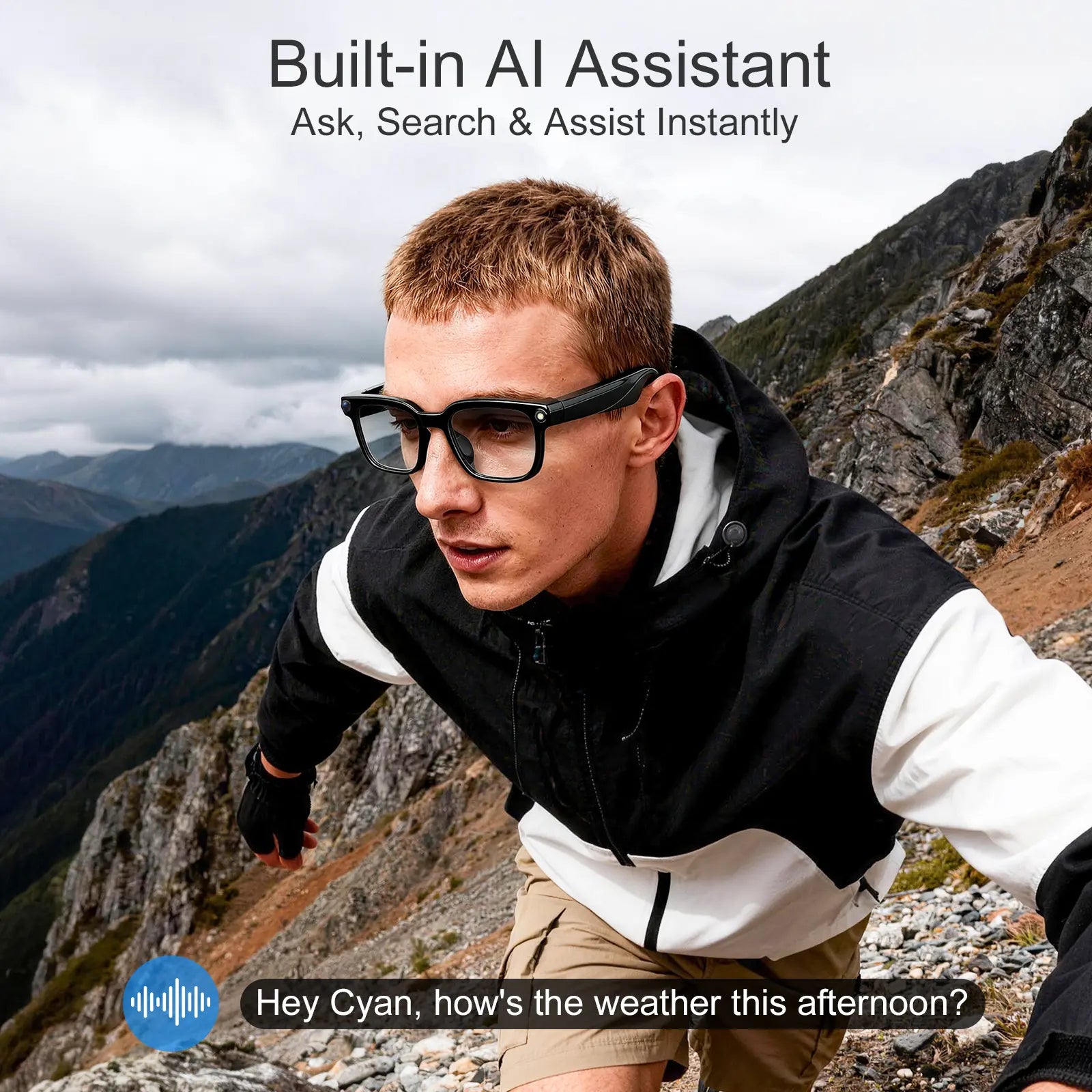 Mroace AI Camera Glasses with 8MP Photochromic Lenses and Real-Time Translation