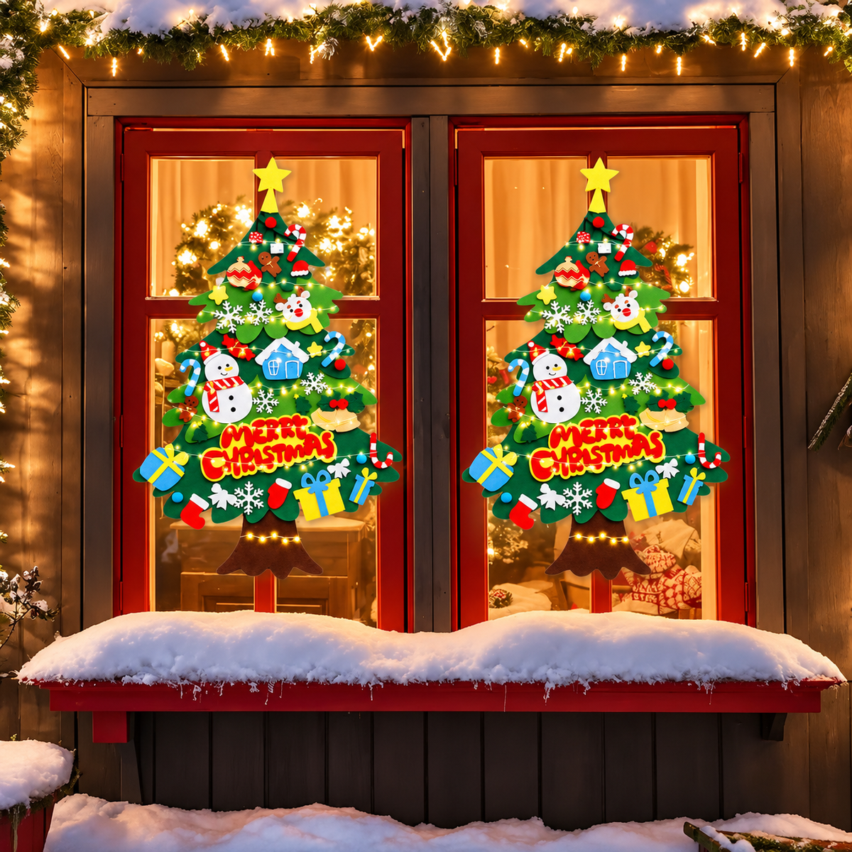 Mroace DIY Felt Christmas Tree With LED Lights