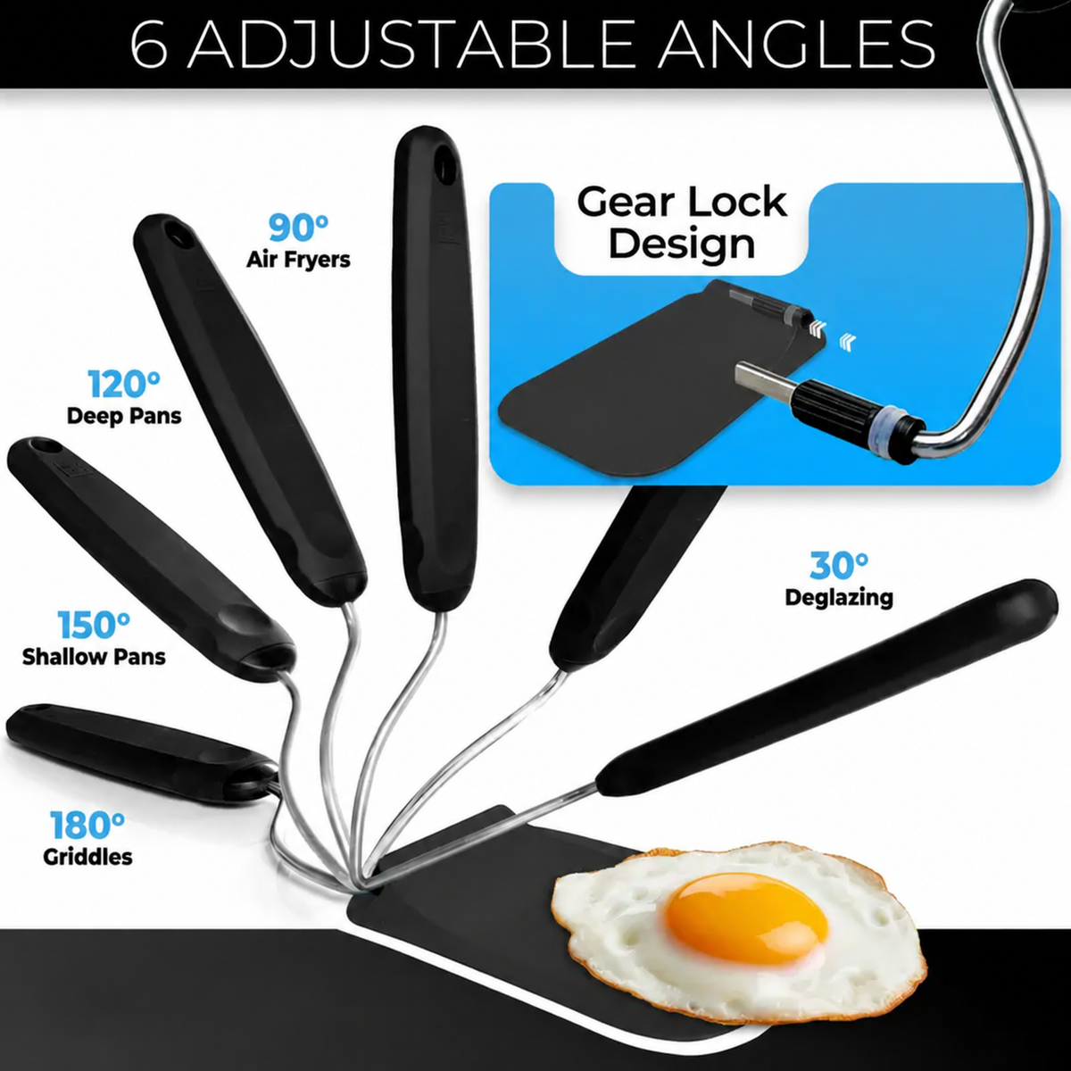 Mroace Adjustable Angle Kitchen Spatula With Interchangeable Heads