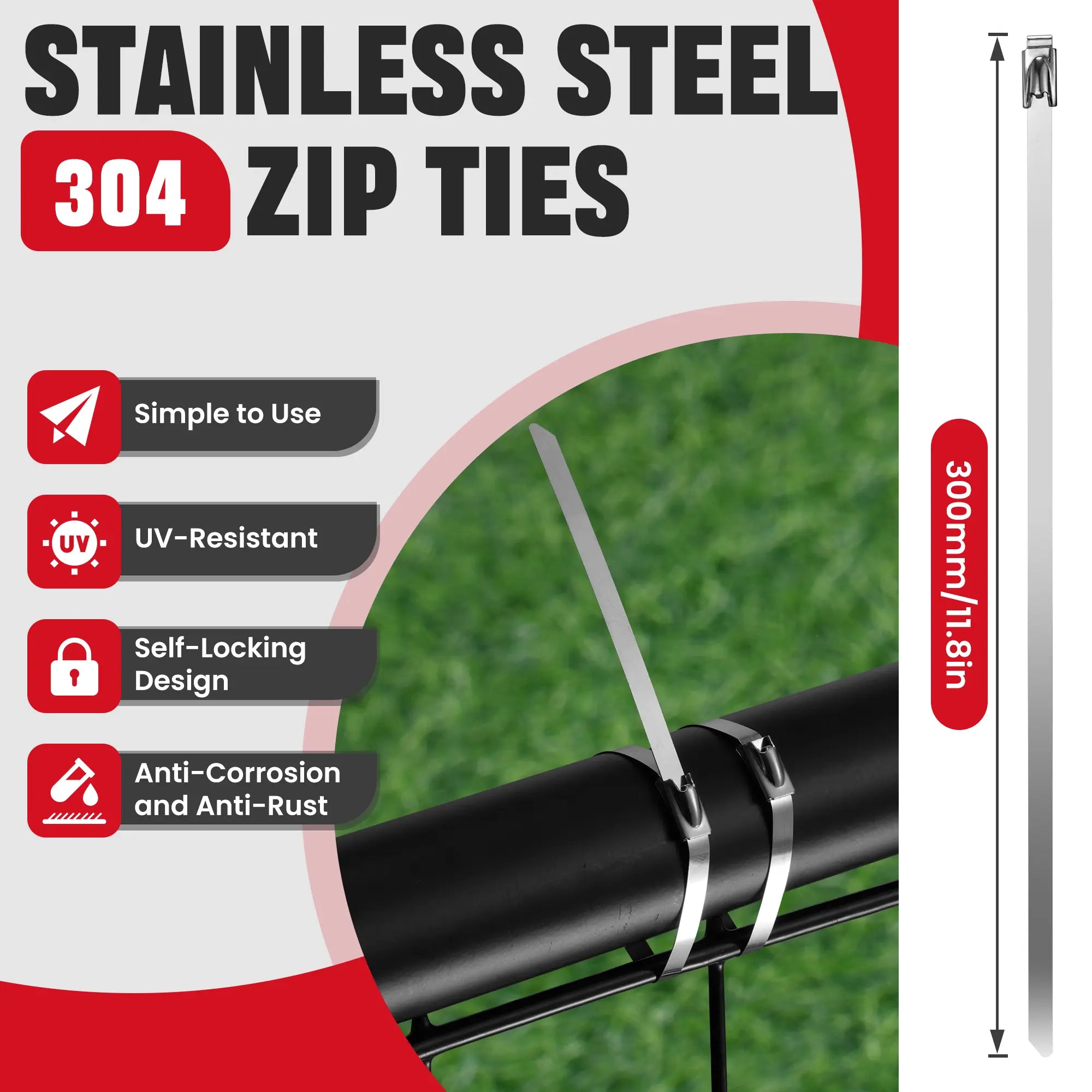 Mroace Stainless Steel Cable Tie Gun Kit-100PCS