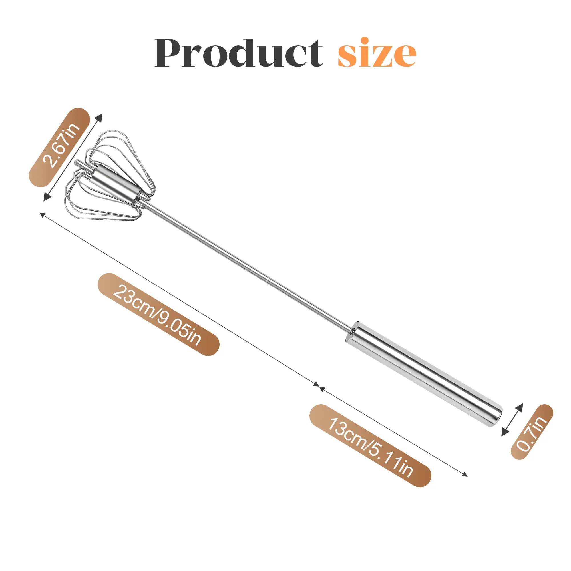 Mroace Stainless Steel Hand-Push Rotary Whisk Food