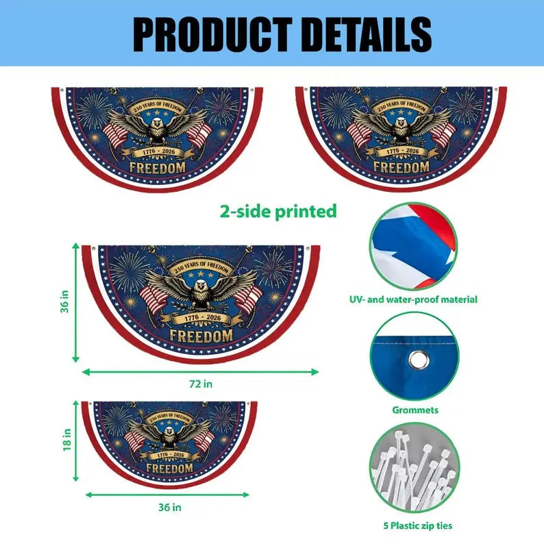 Mroace 250th Anniversary Patriotic Eagle Semiquincentennial Fan Flag