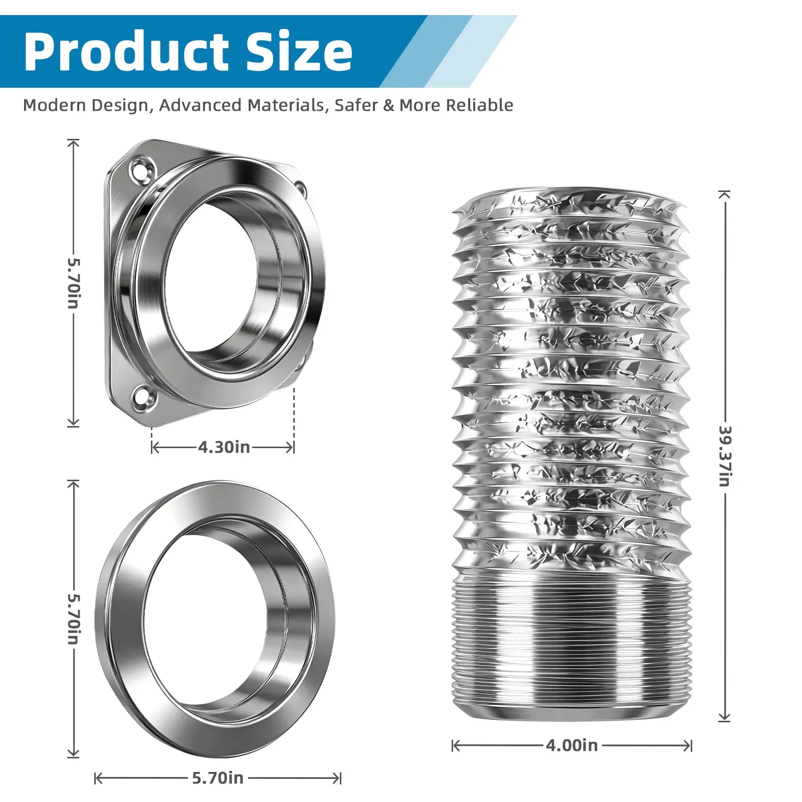 Mroace Stainless Steel Magnetic Dryer Vent Coupling Kit
