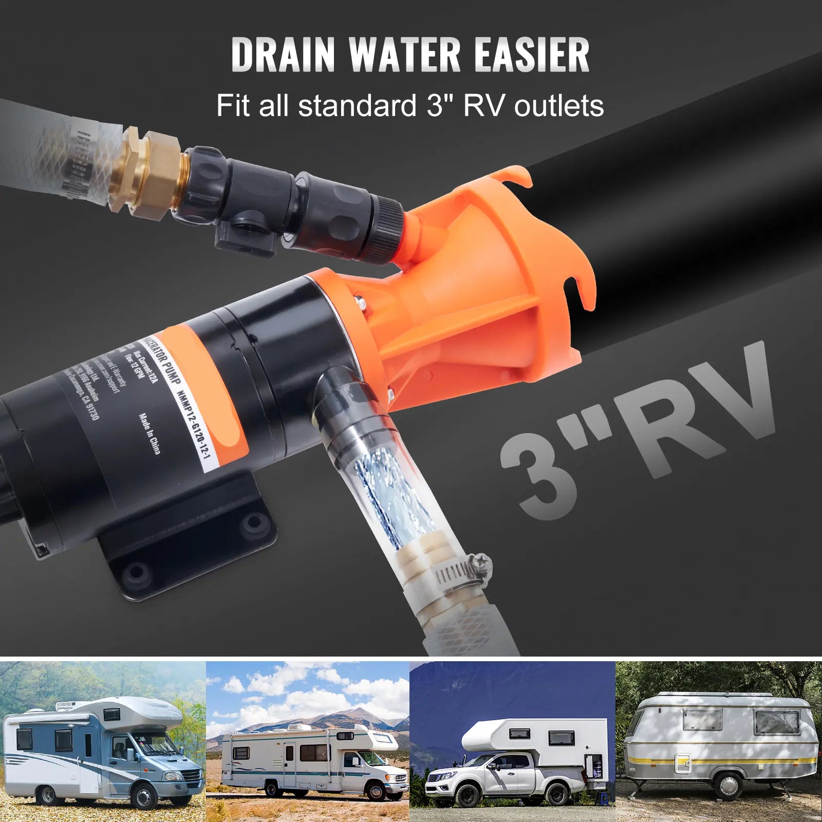 Mroace 12V Portable RV Macerator Pump